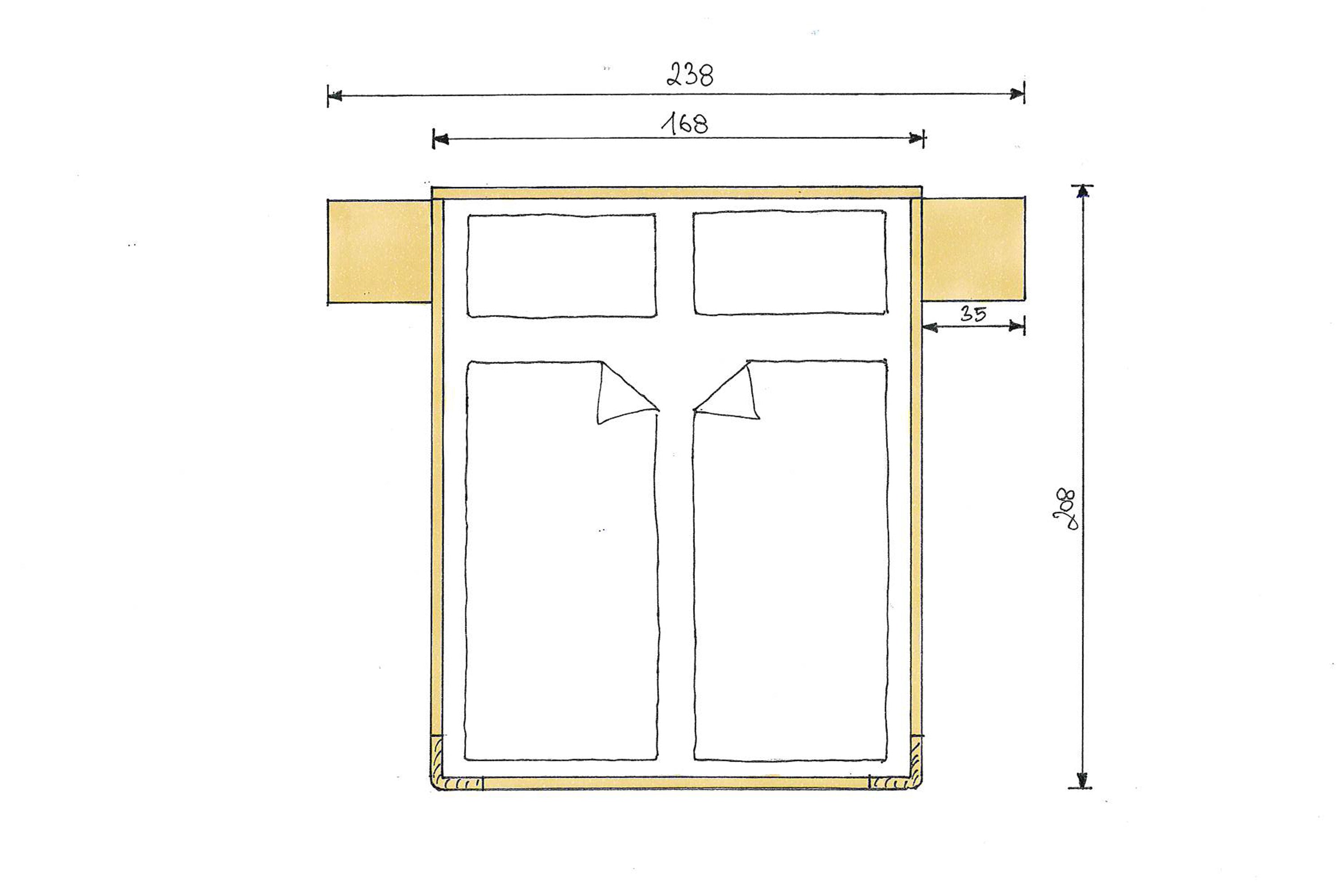 Zirbenbett mit Bettkasten 160x200