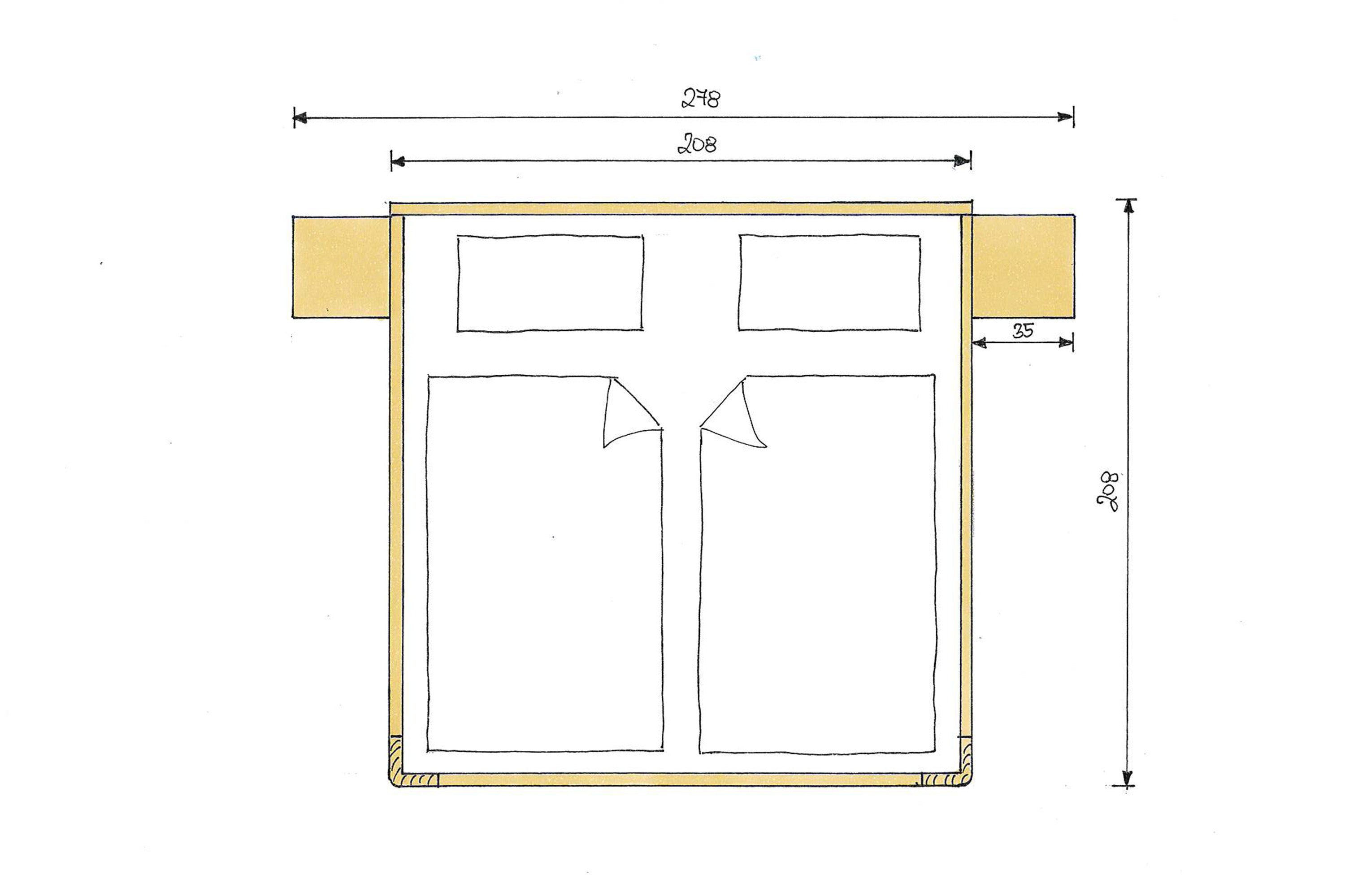 Zirbenbett mit Bettkasten 200x200