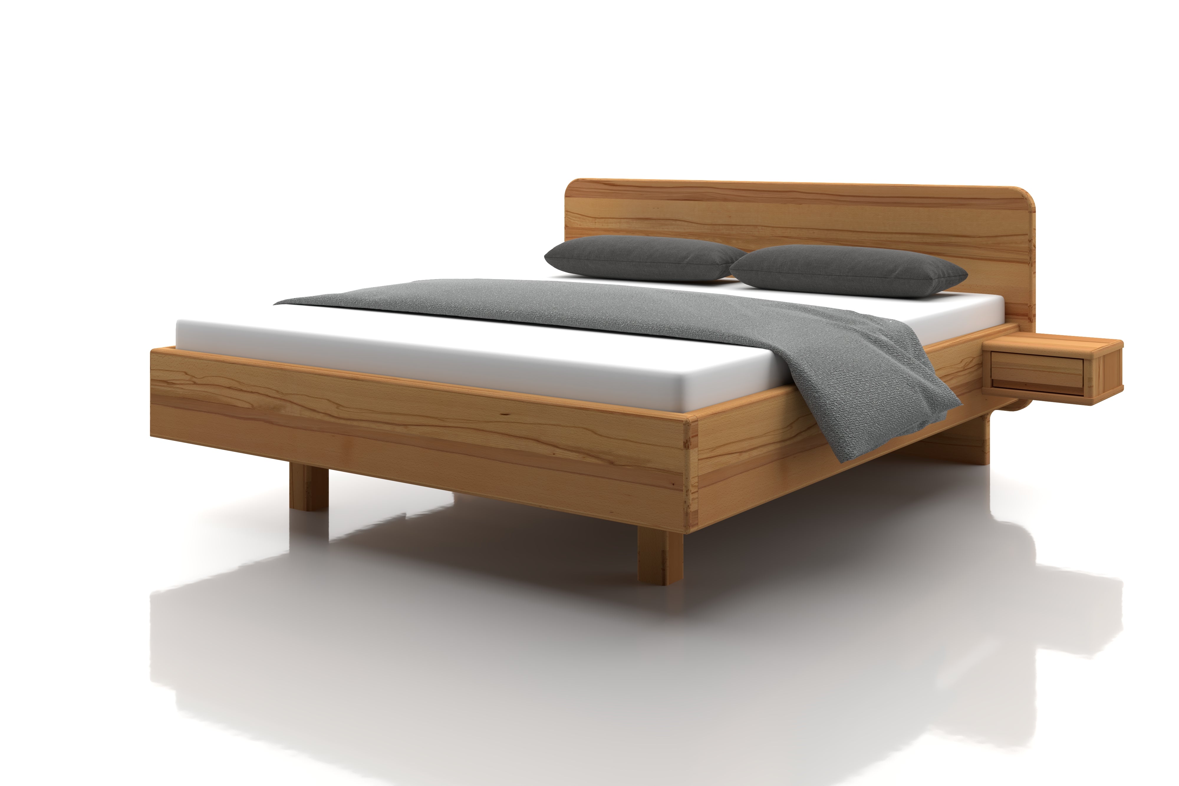 Buchenbett Isabella mit schwebenden Nachtkästchen