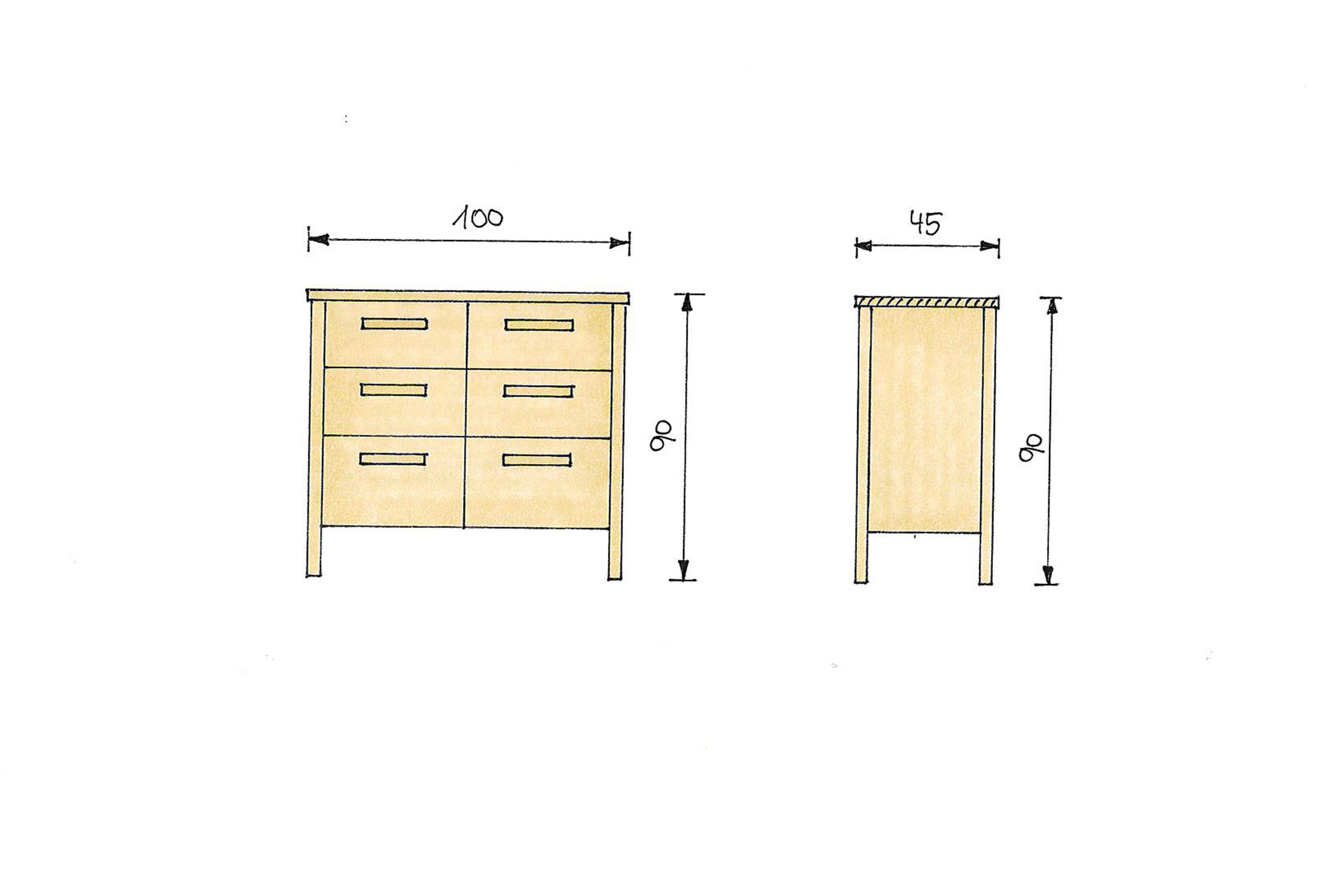 Kernbuchenkommode Lena 100 cm