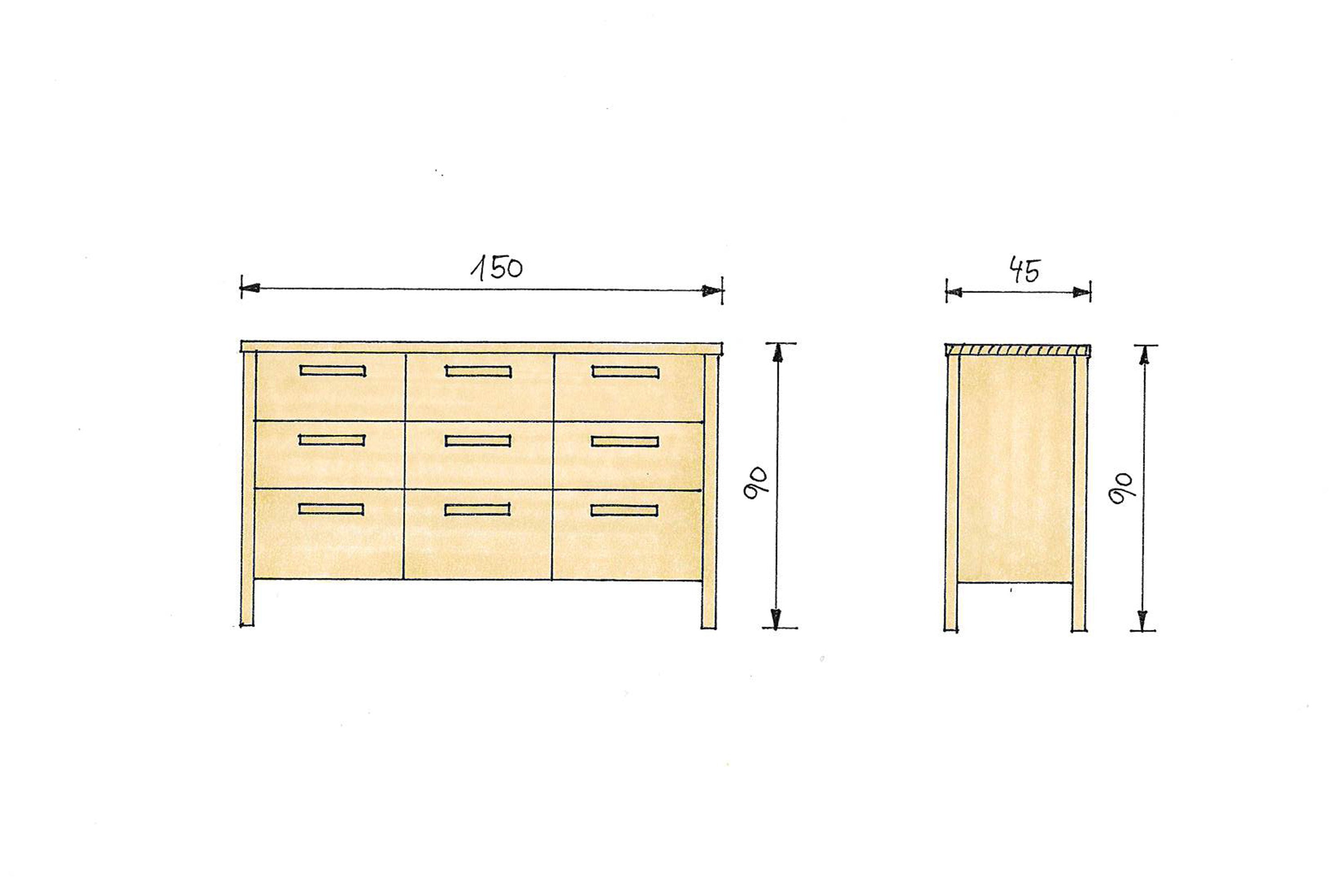 Kernbuchenkommode Lena 150 cm
