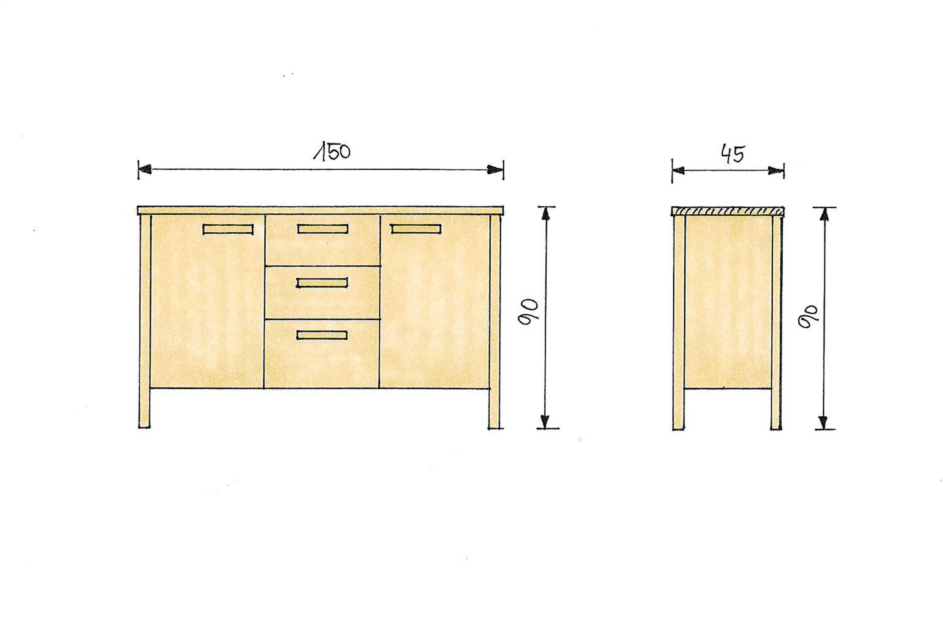 Eichenkommode 150 cm breite