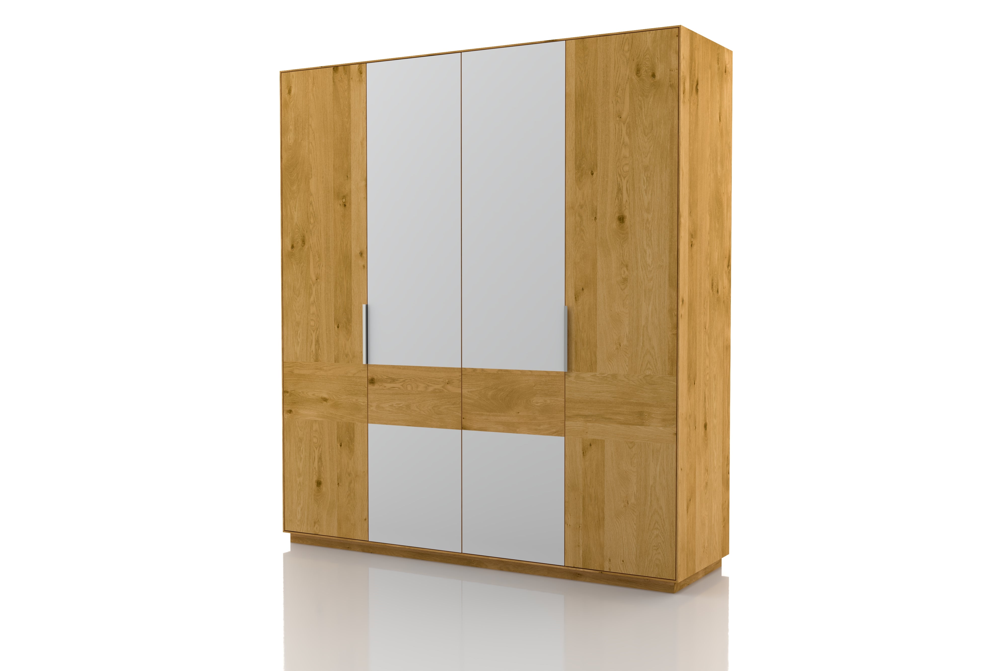 Eichenschrank Marina 4 türen ohne Laden Glas Purewhite