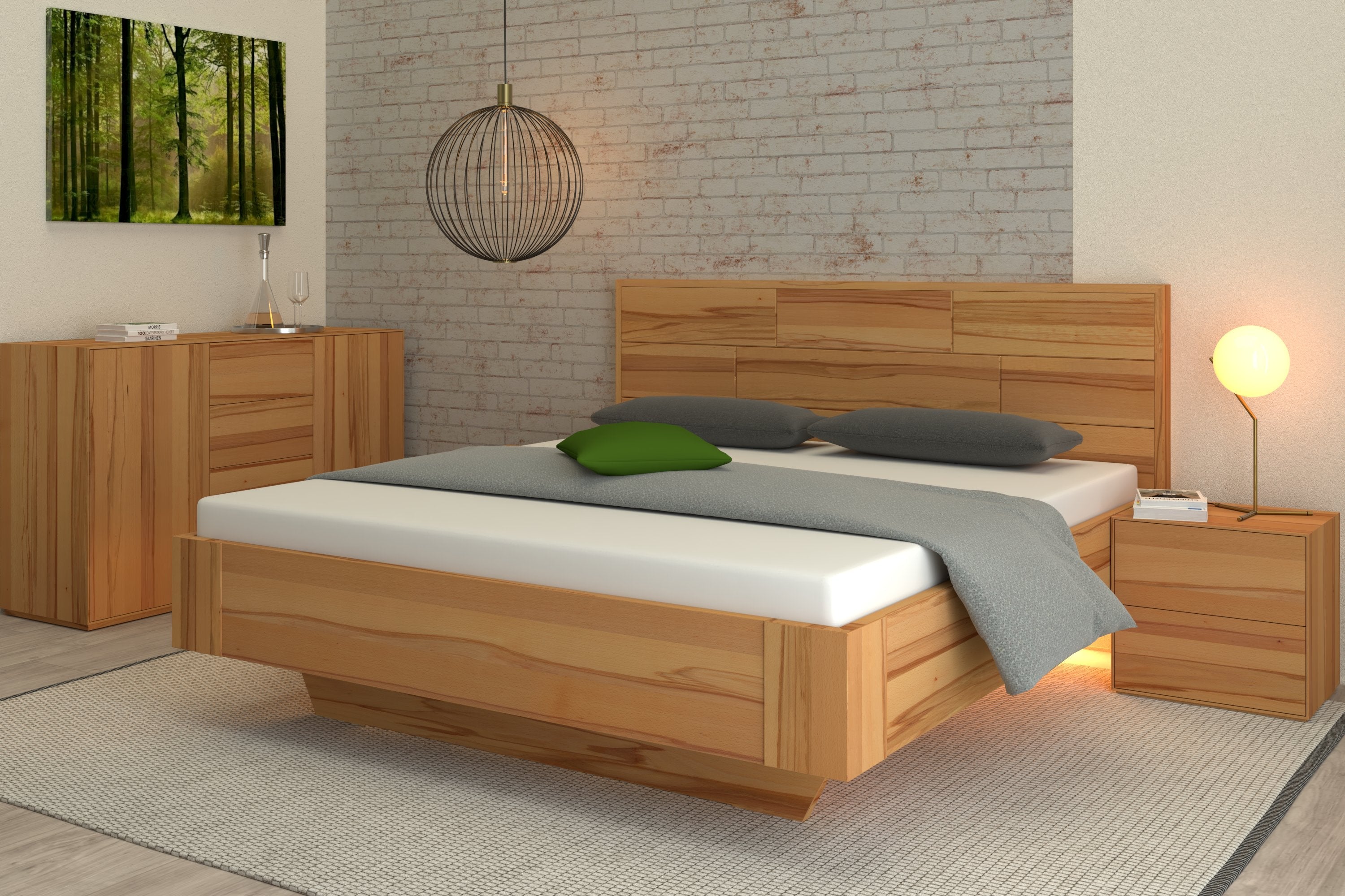 Kernbuchenbett Marina mit HOlz Kopfteil