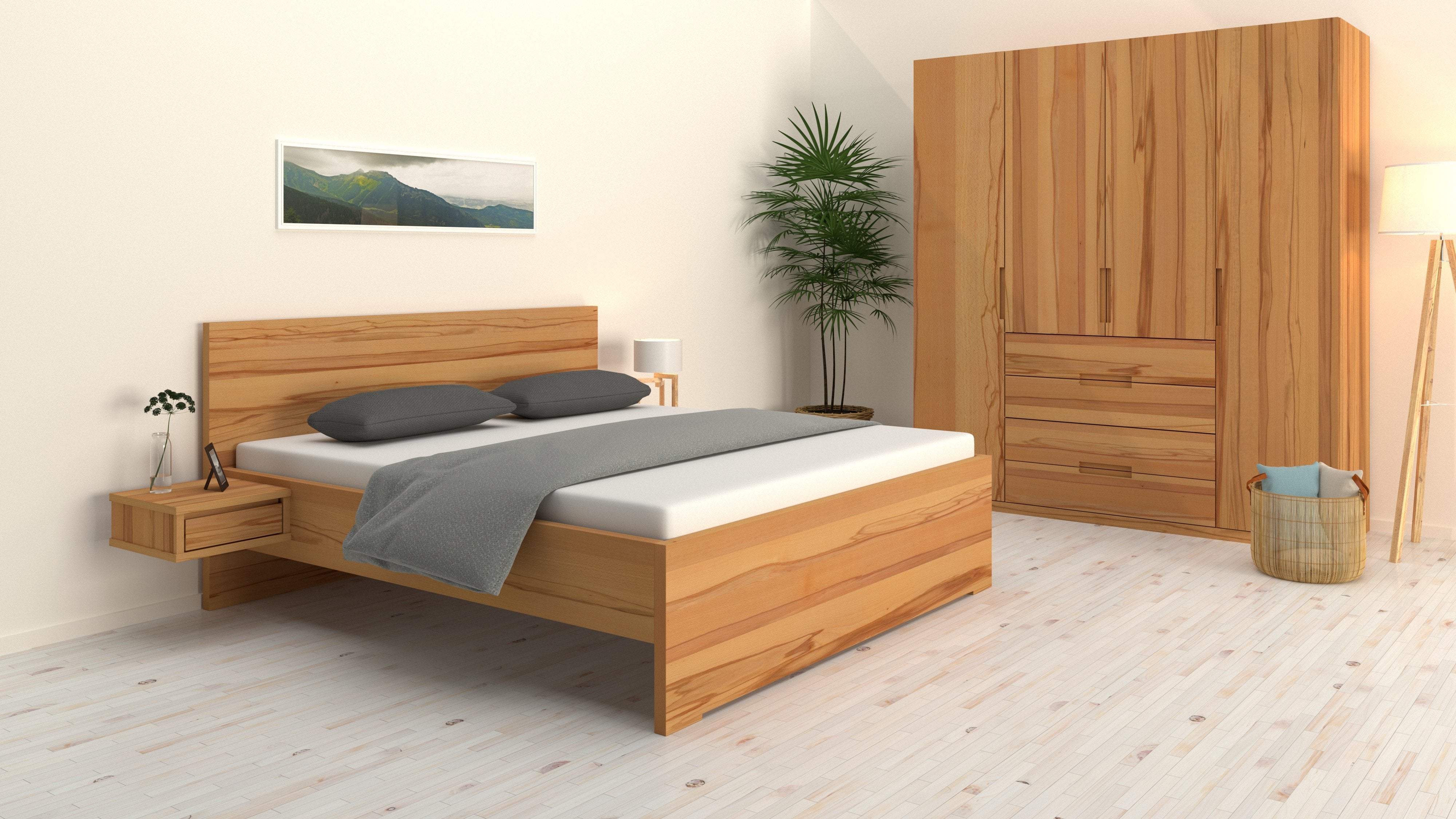 Buchenschlafzimmer mit Bett Mia von Kuttin