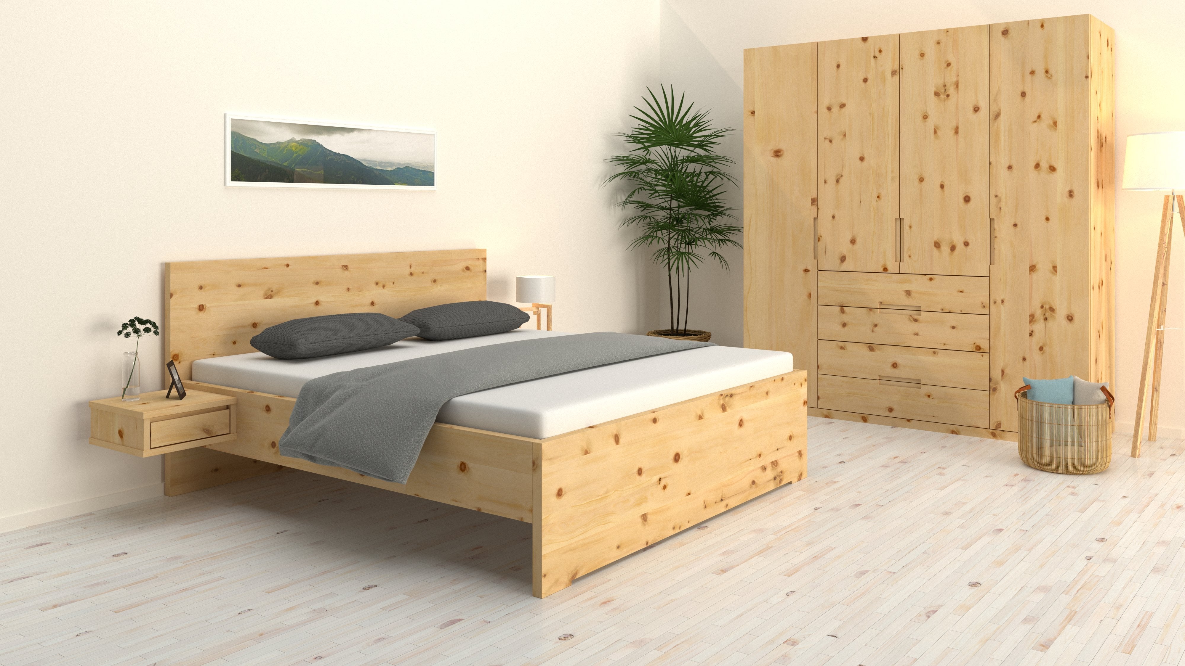 Zirbenschlafzimmer mit Bett Mia von Kuttin