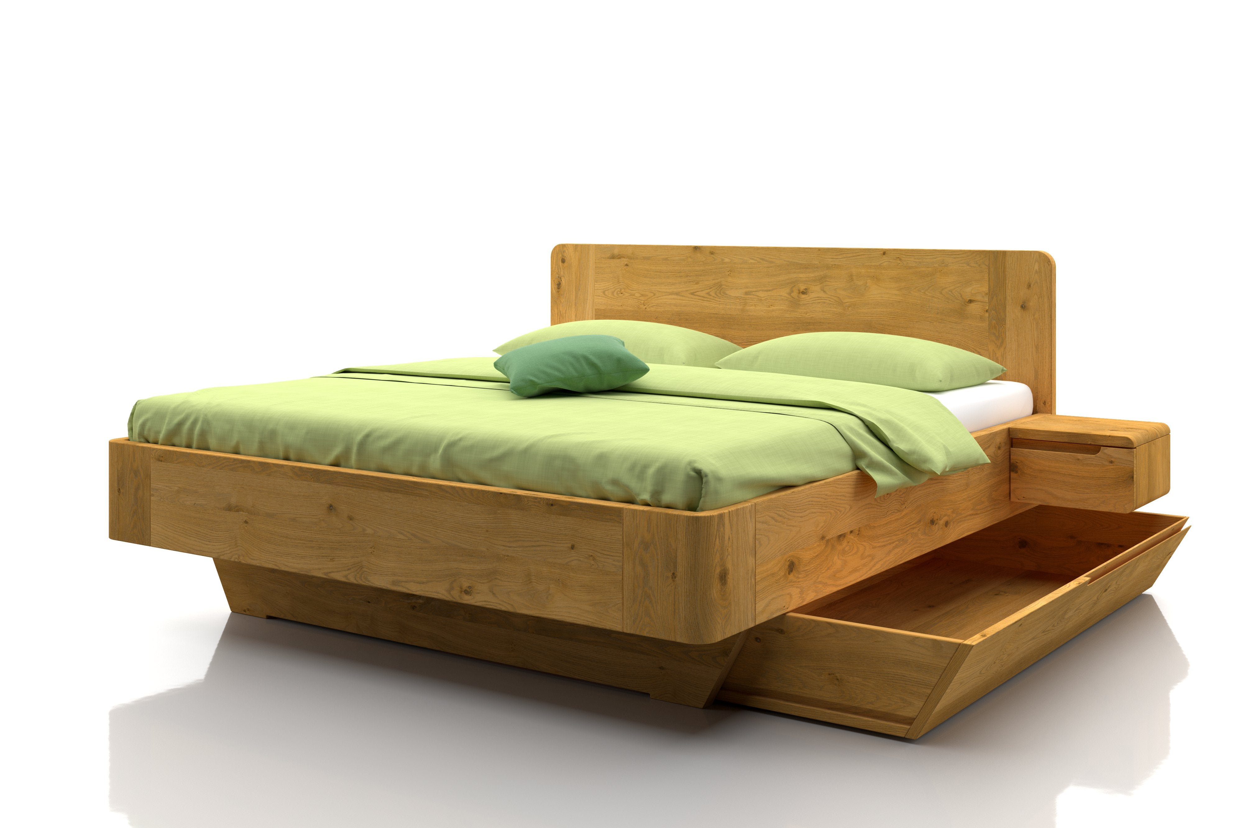 Bett in Wildeiche massiv mit Stauraum 180x200