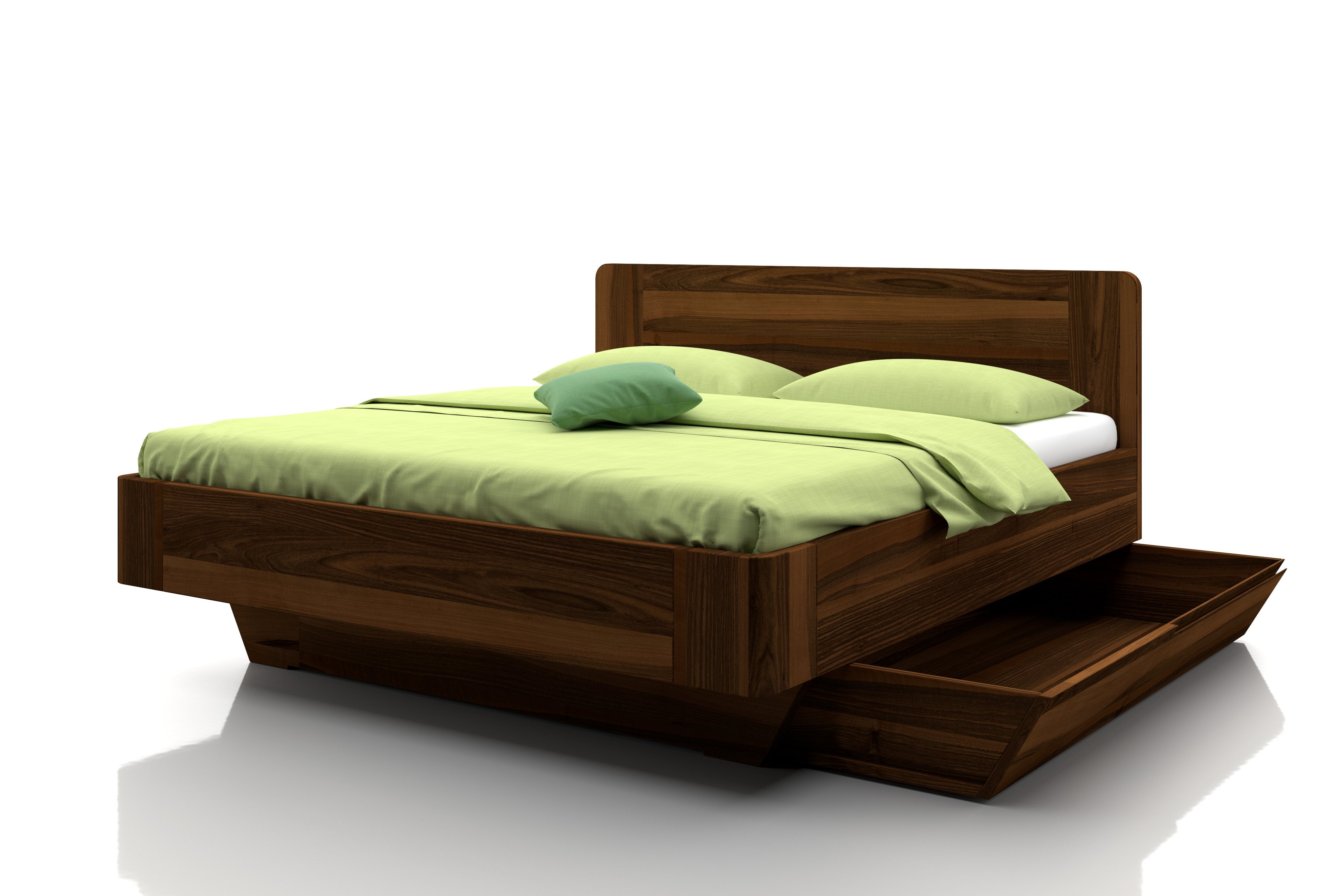 Nussbaumbett 180x200 mit viel Stauraummöglichkeit