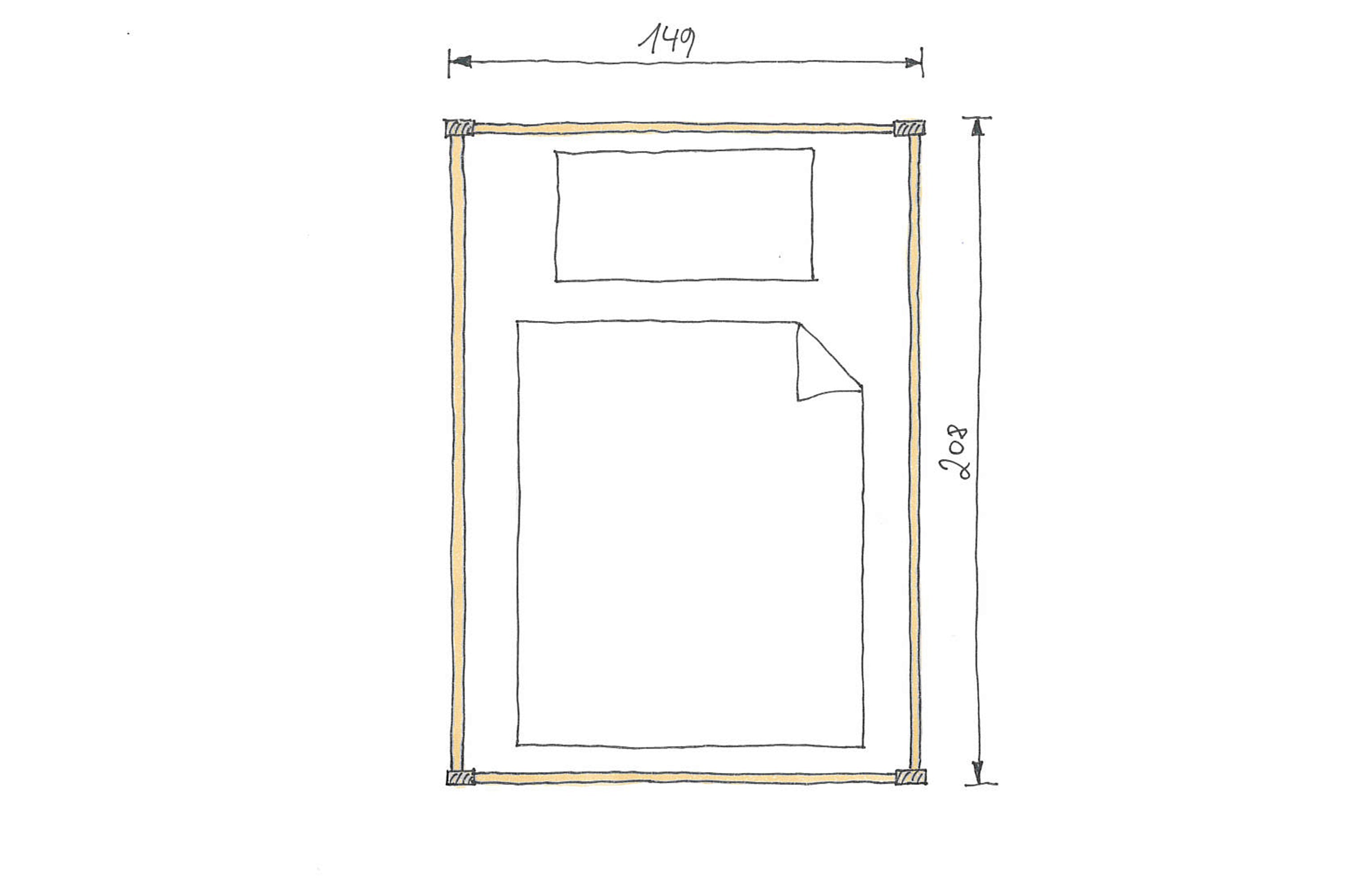 Abmessungen Eichenbett Clara 140x200cm