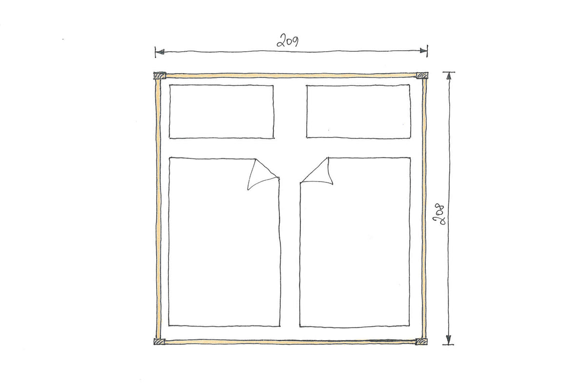 Abmessungen Eichenbett Clara 200x200cm