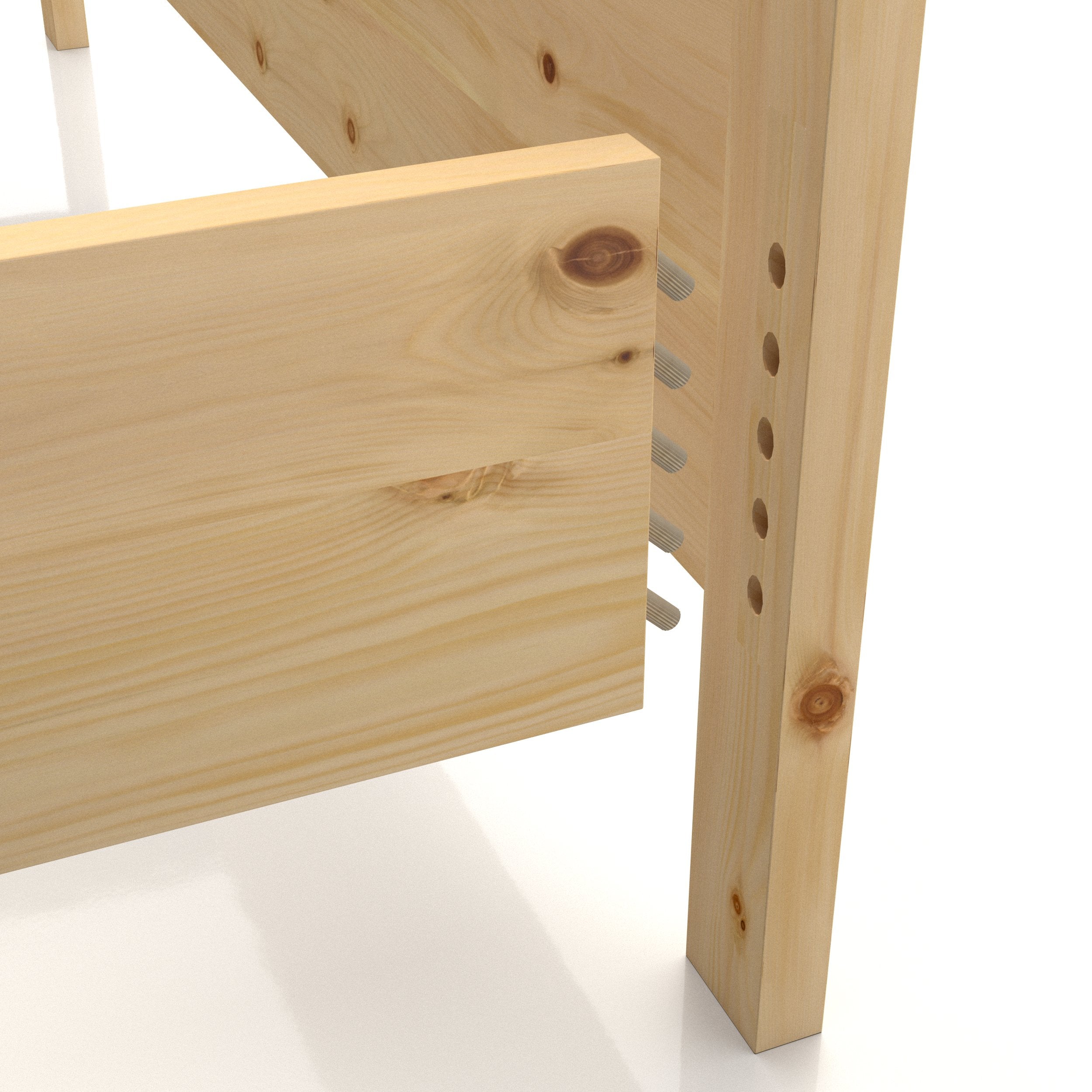 Einfache Steckverbindung von Zirbenbett