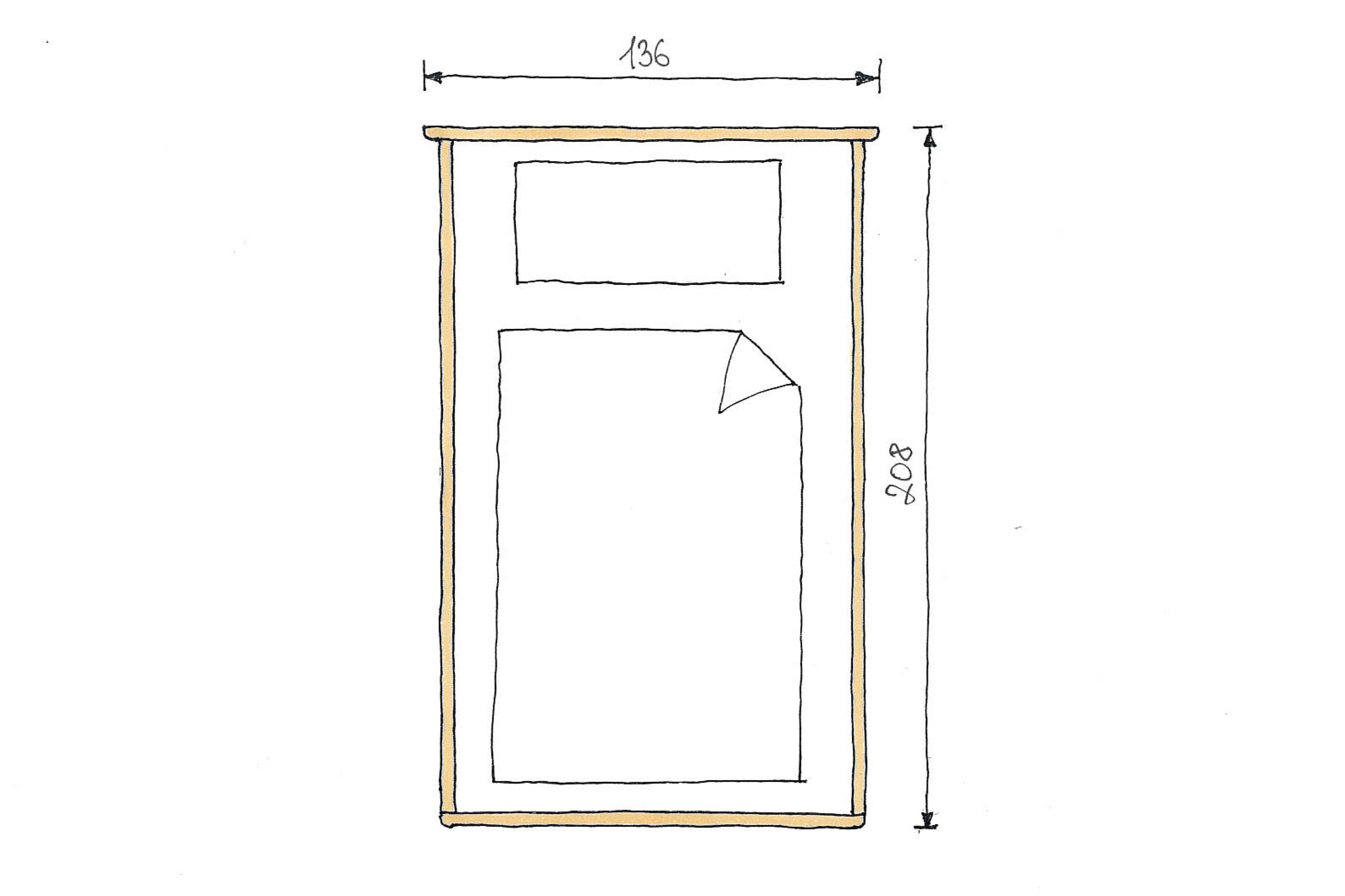 Abmessungen Eichenbett Isabella 120x200cm