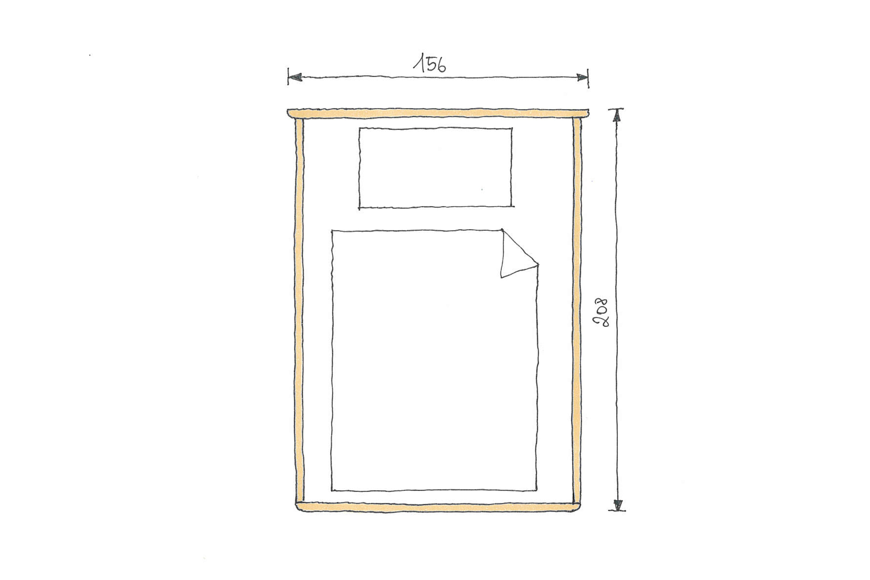 Abmessungen Nussbaum Bett Isabella 140x200cm