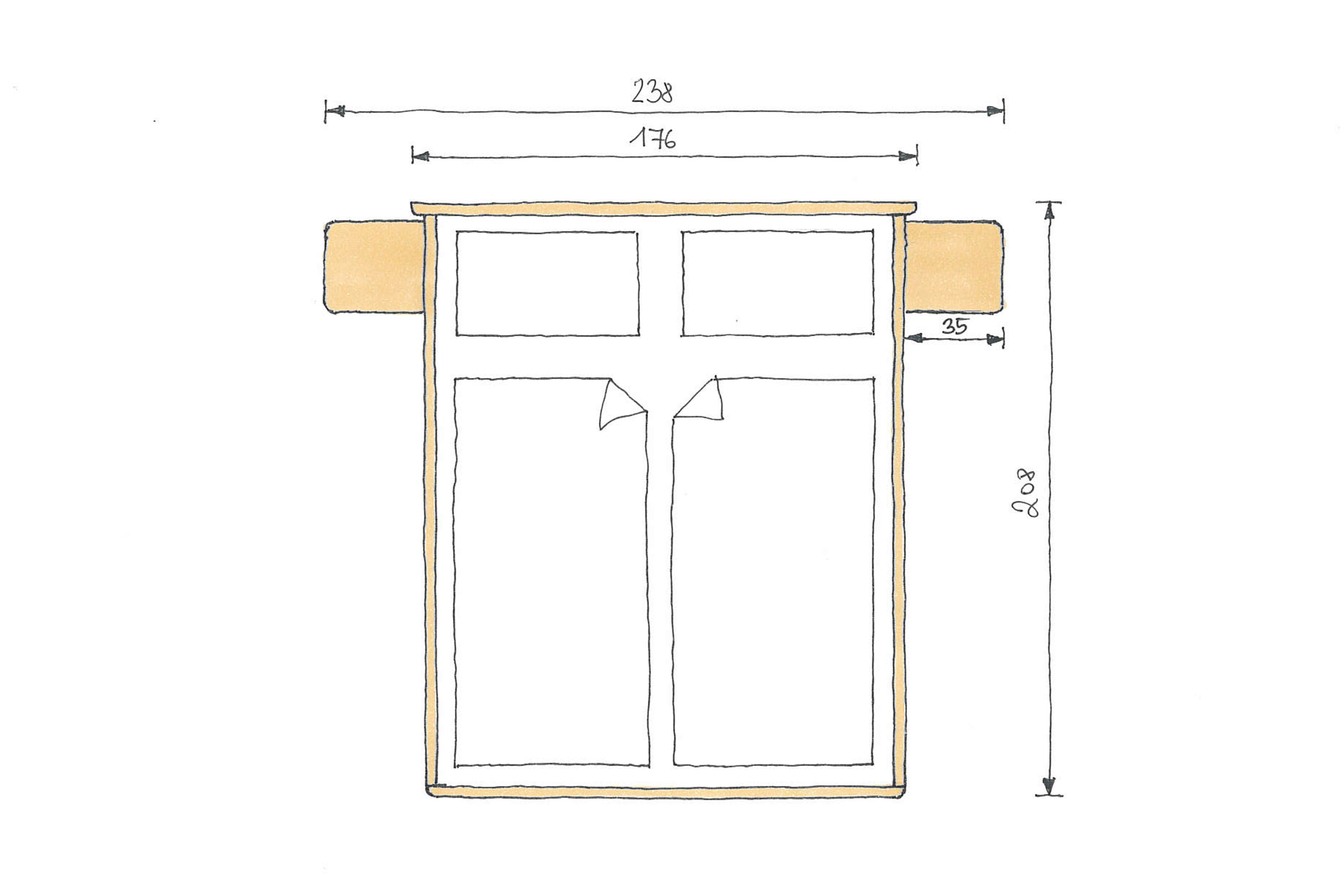 Abmessungen Buchenbett Isabella 160x200cm