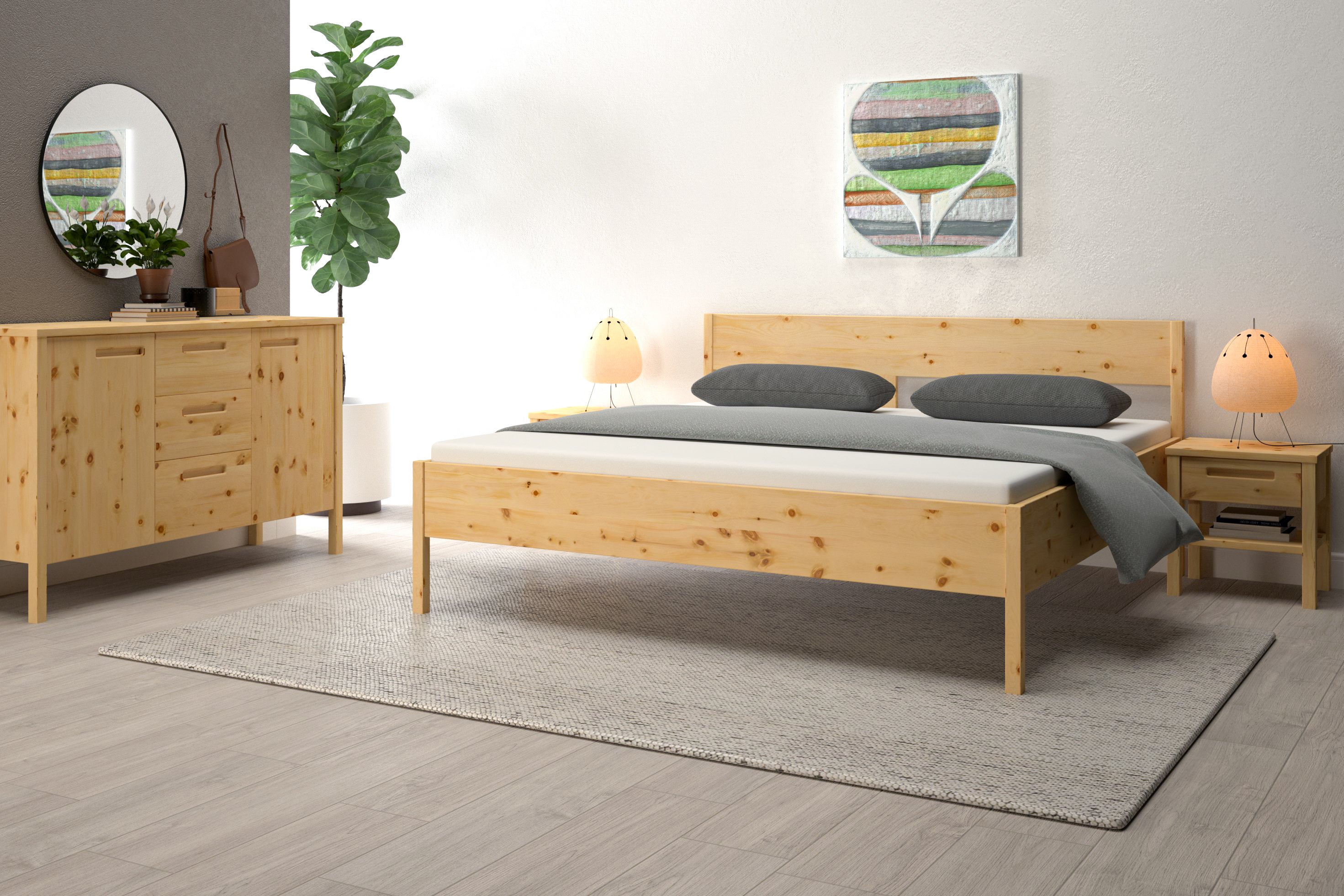 Günstiges Zirbenbett in schönem Raum