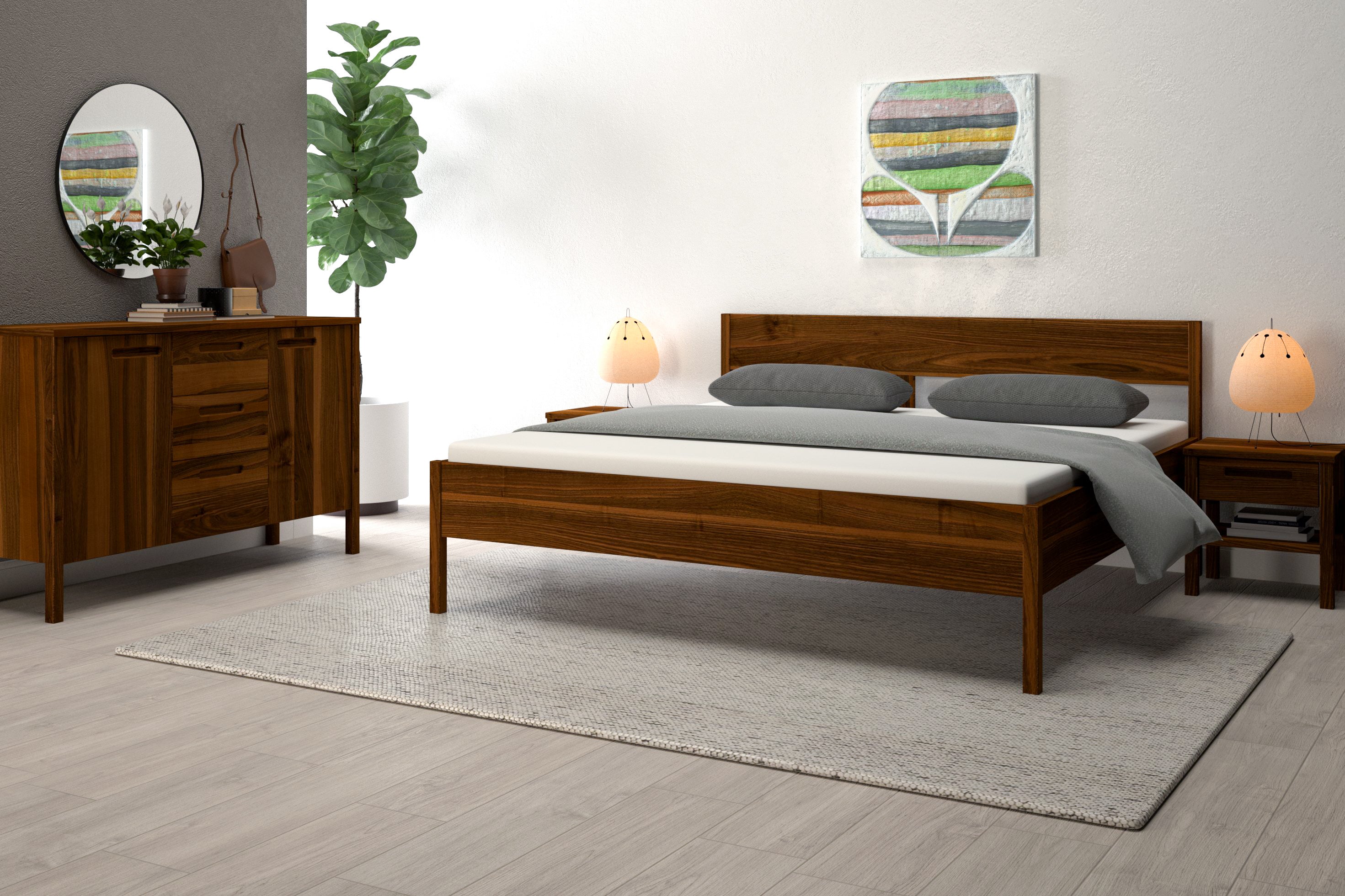 günstiges Nussbaum Bett