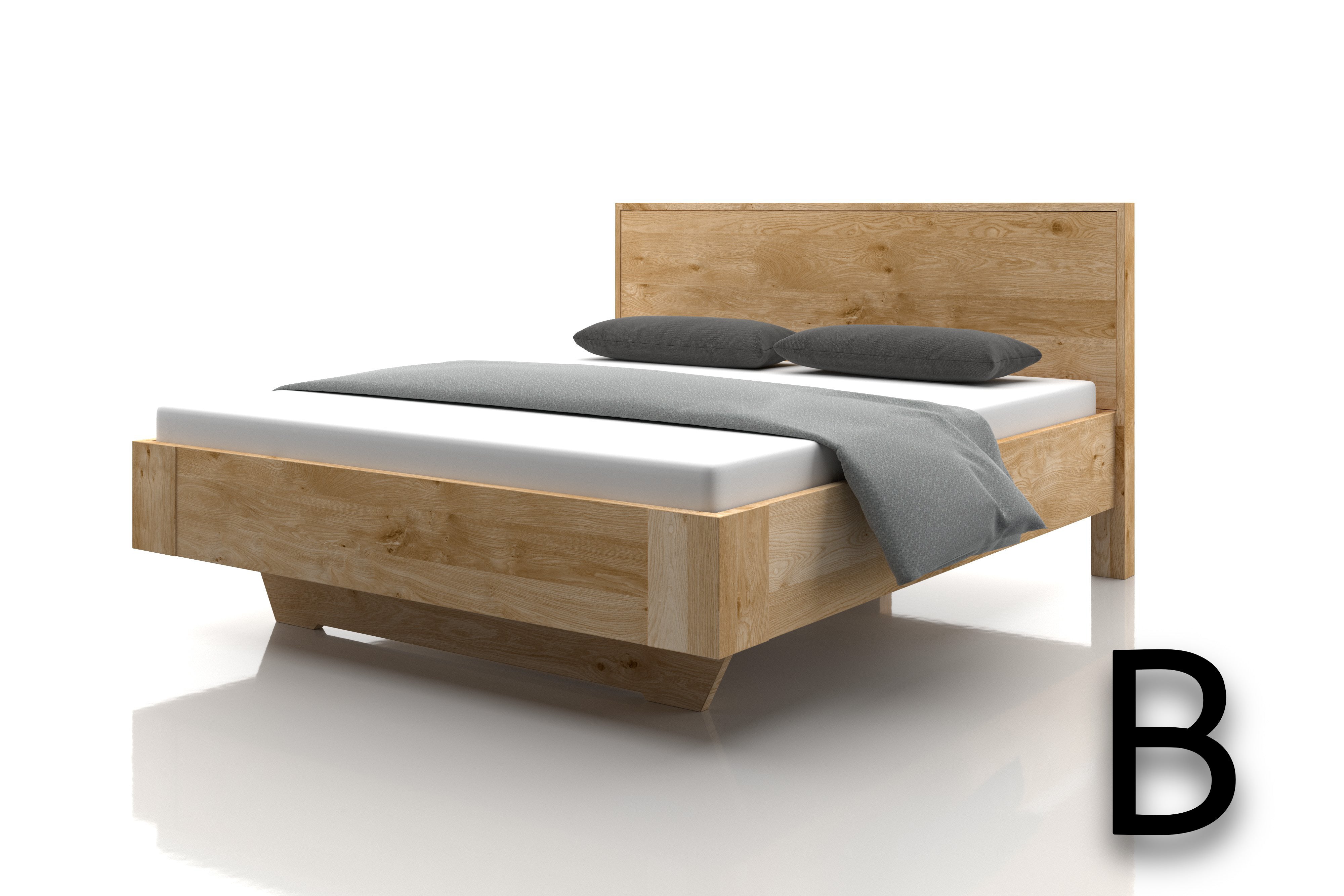 Eichenbett Bianco Marina Holz Kopfteil B