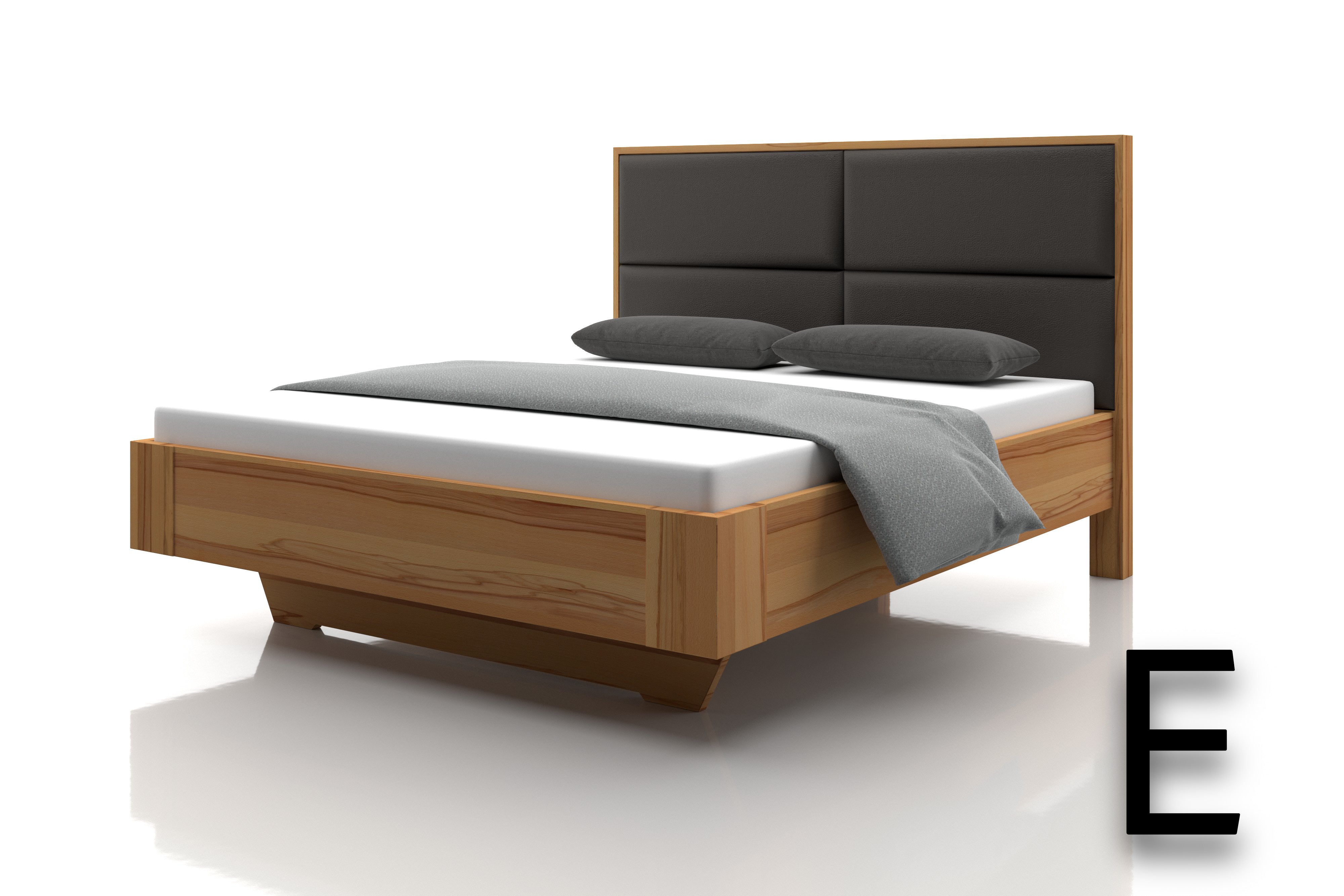 Kernbuchenbett Marina Echtleder Choco Kopfteil E