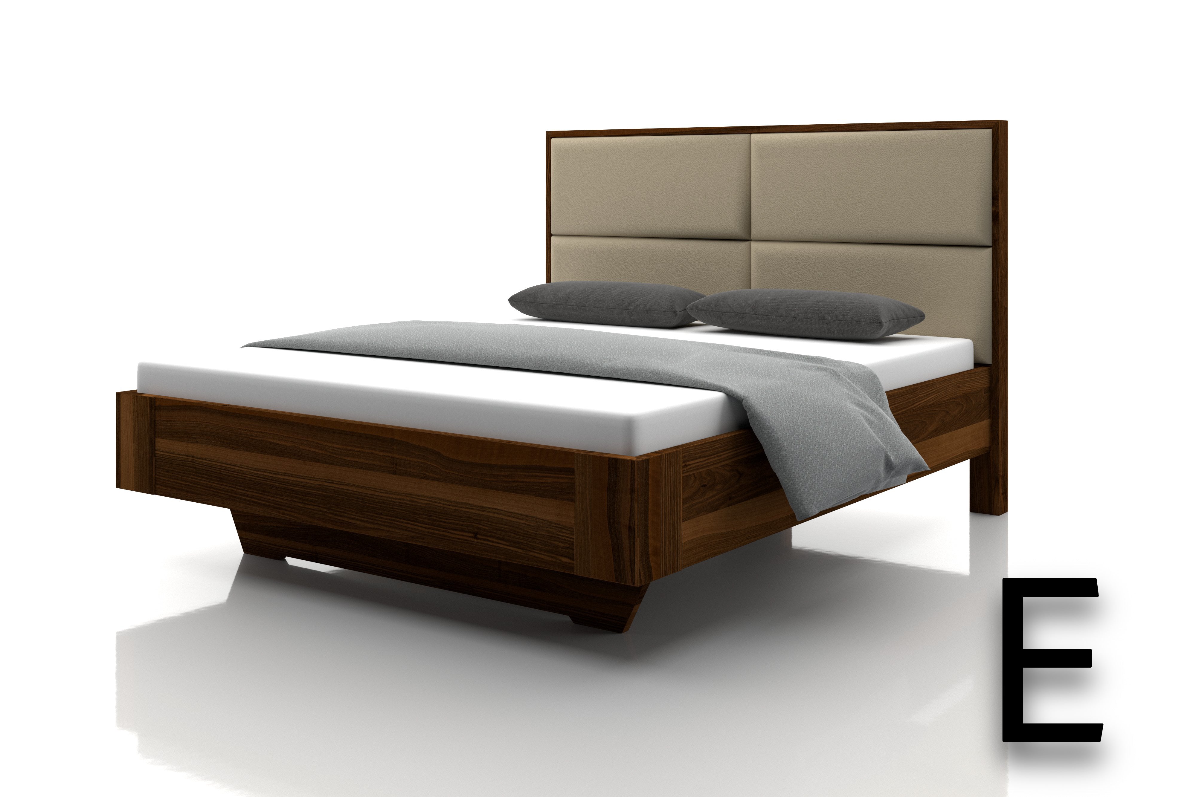 Nussbaum Bett Marina Echtleder Sand Kopfteil E