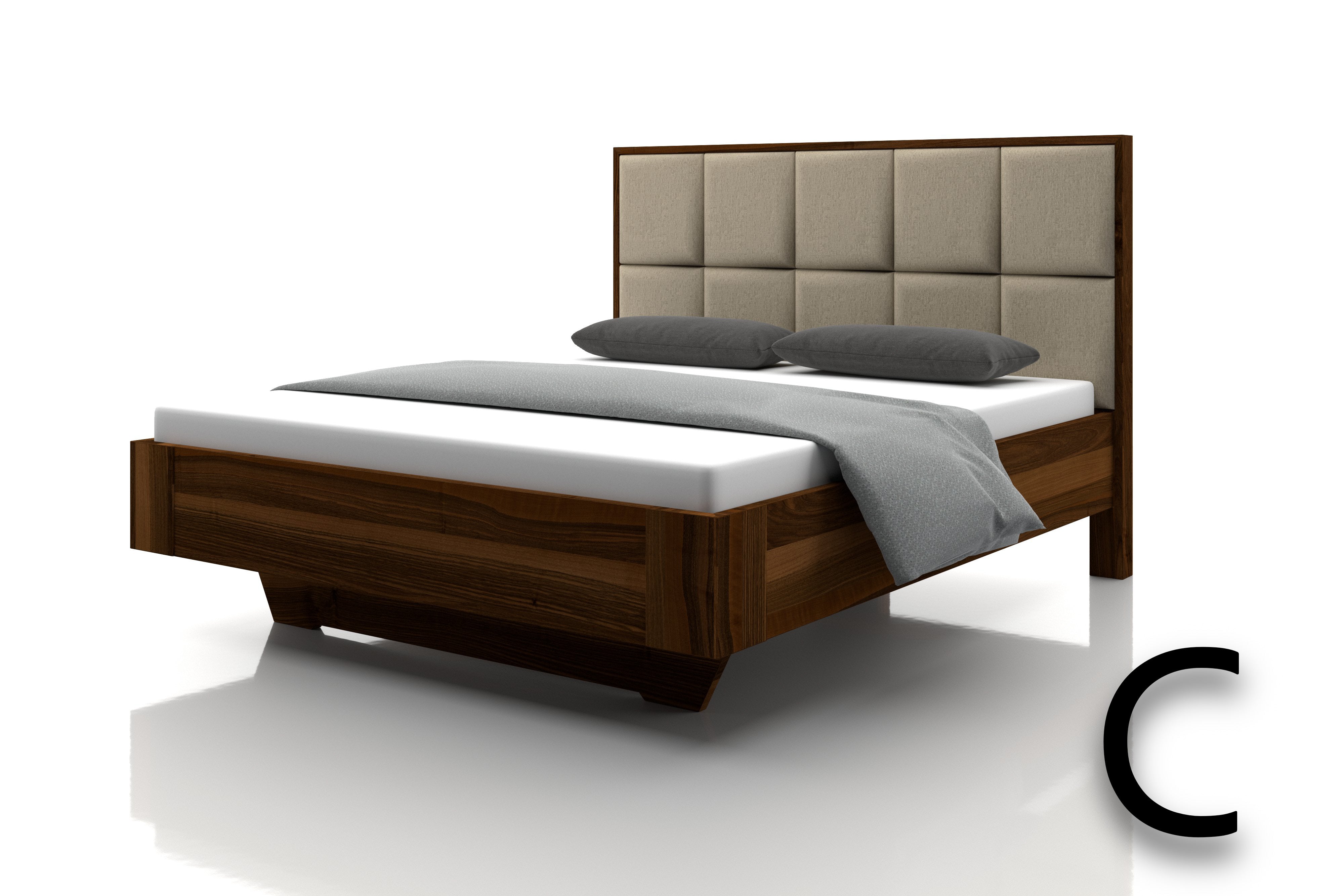 Nussbaum Bett Marina Stoff Kiesel Kopfteil C