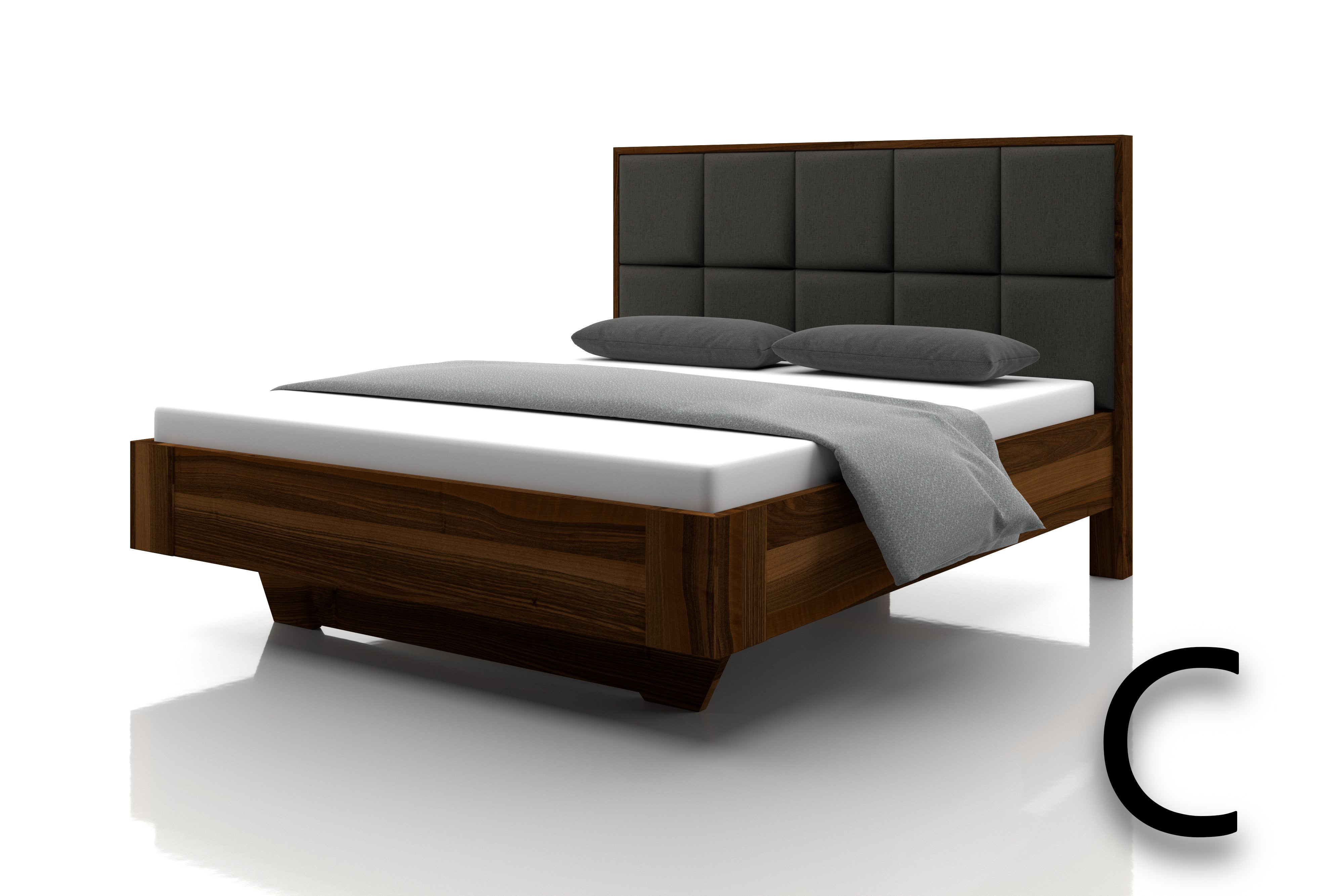 Nussbaum Bett Marina Stoff Kiesel Kopfteil C