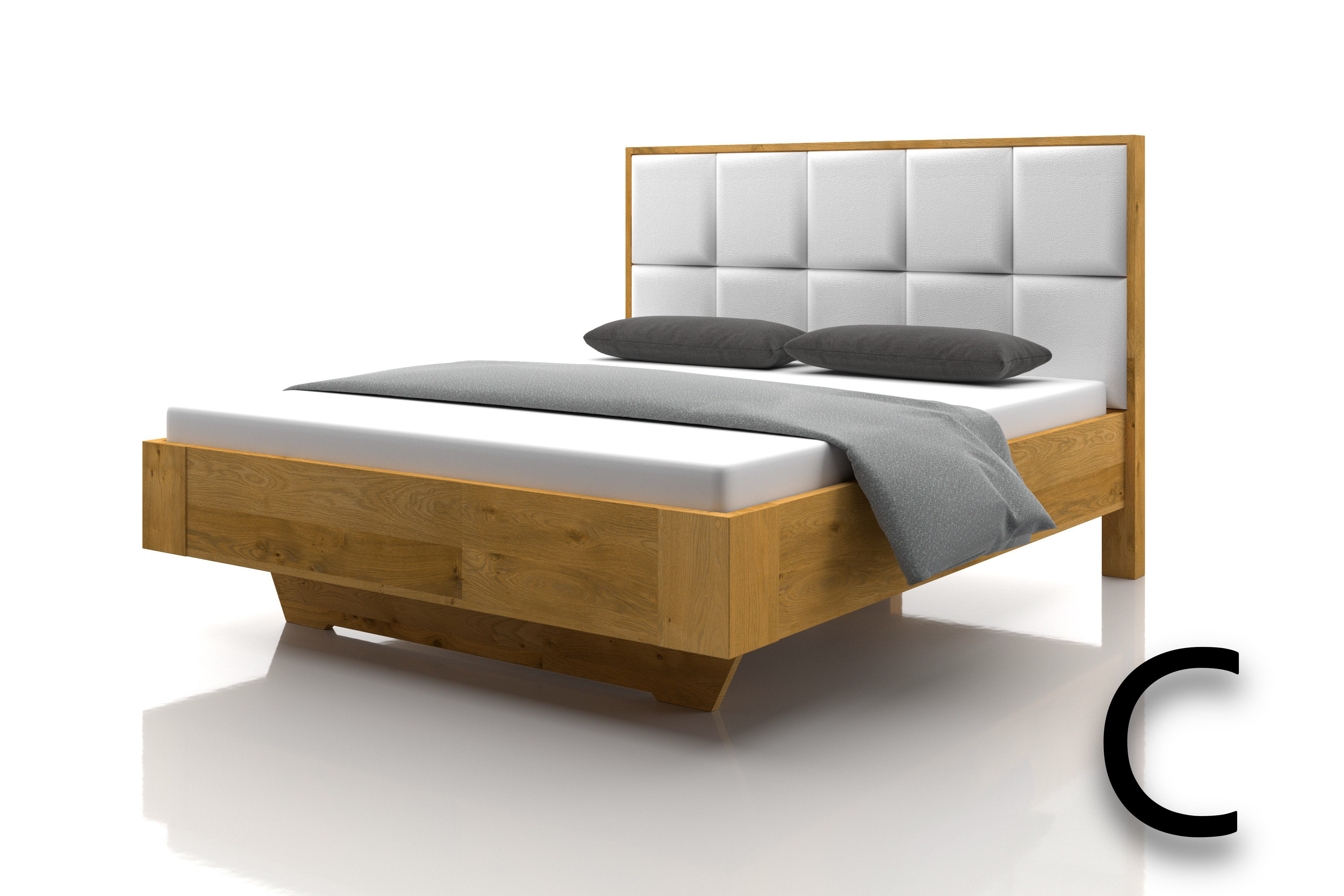 Abmessungen Eichenbett Marina Echtleder Purewhite Kopfteil C