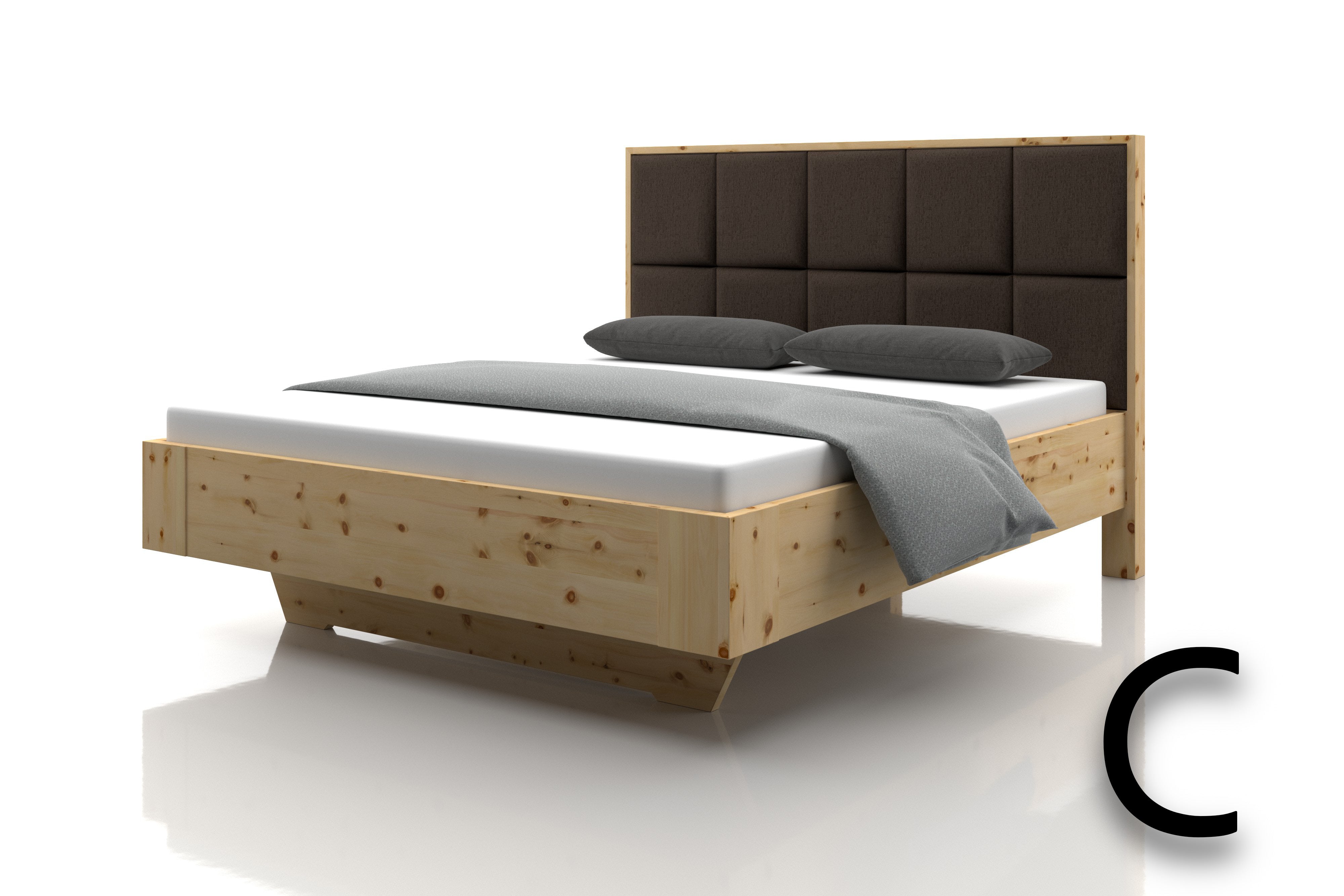 Zirbenbett Mod Marina Stoff Taupe Kopfteil C