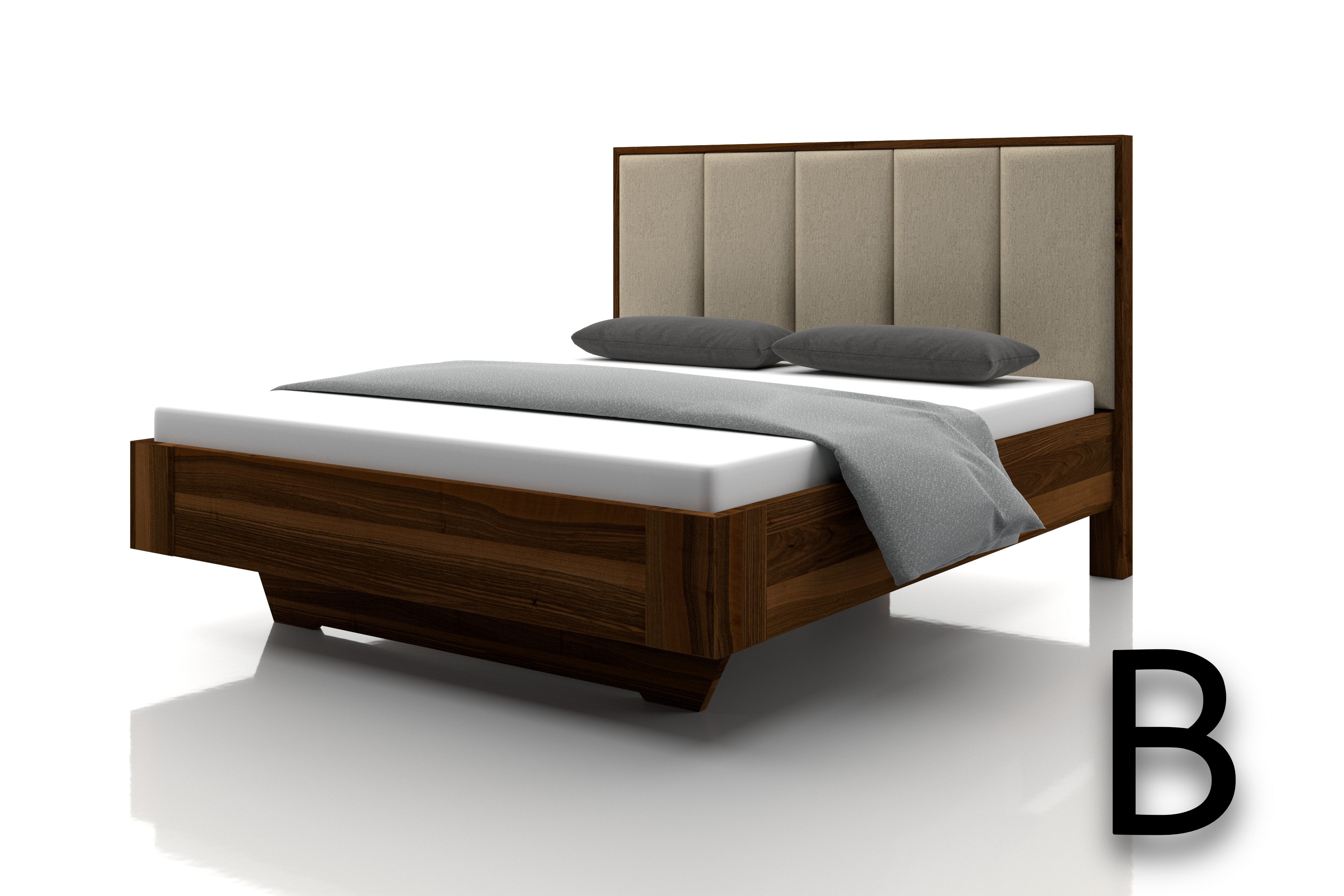 Nussbaum Bett Marina Stoff Kiesel Kopfteil B