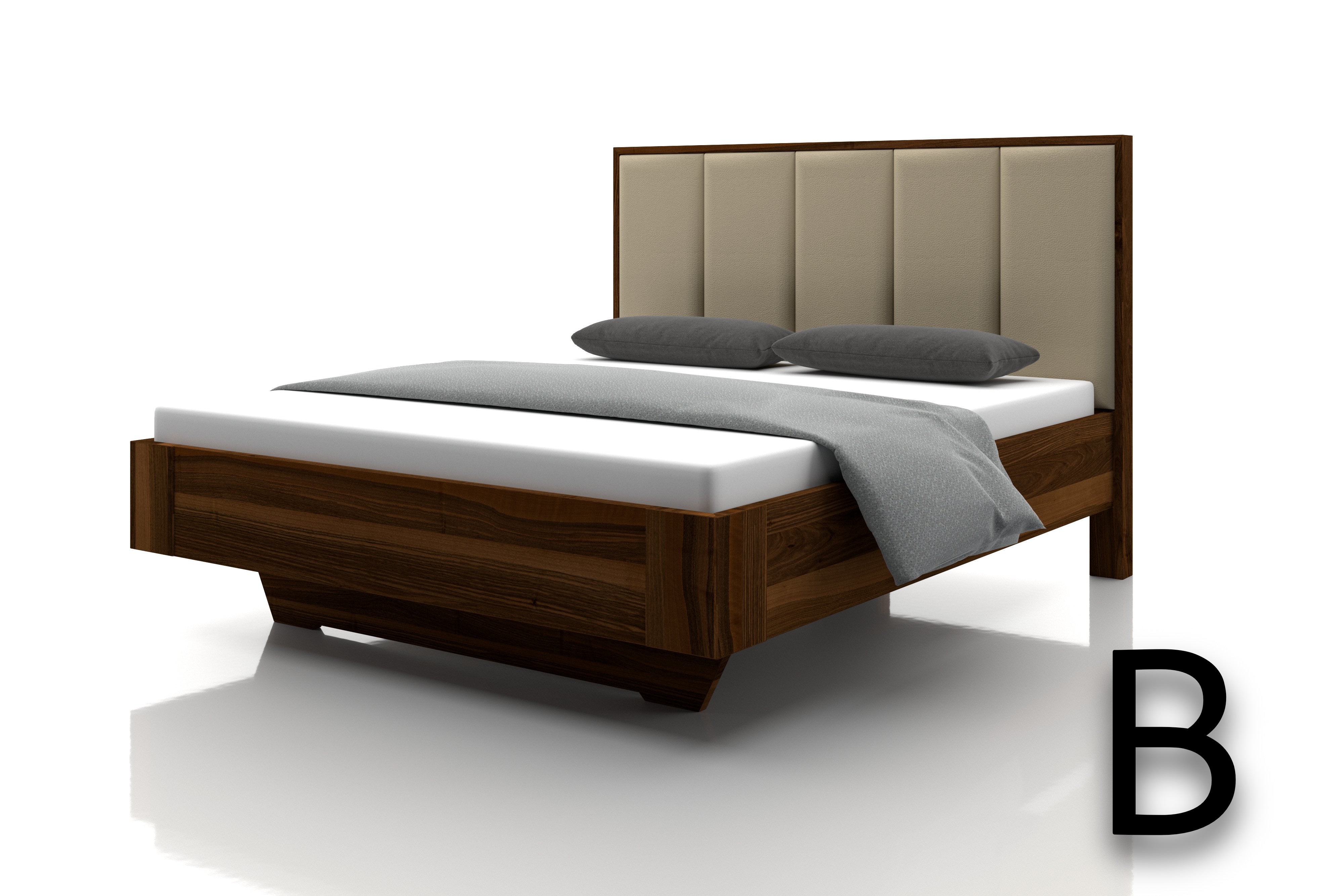 Nussbaum Bett Marina Echtleder Sand Kopfteil B