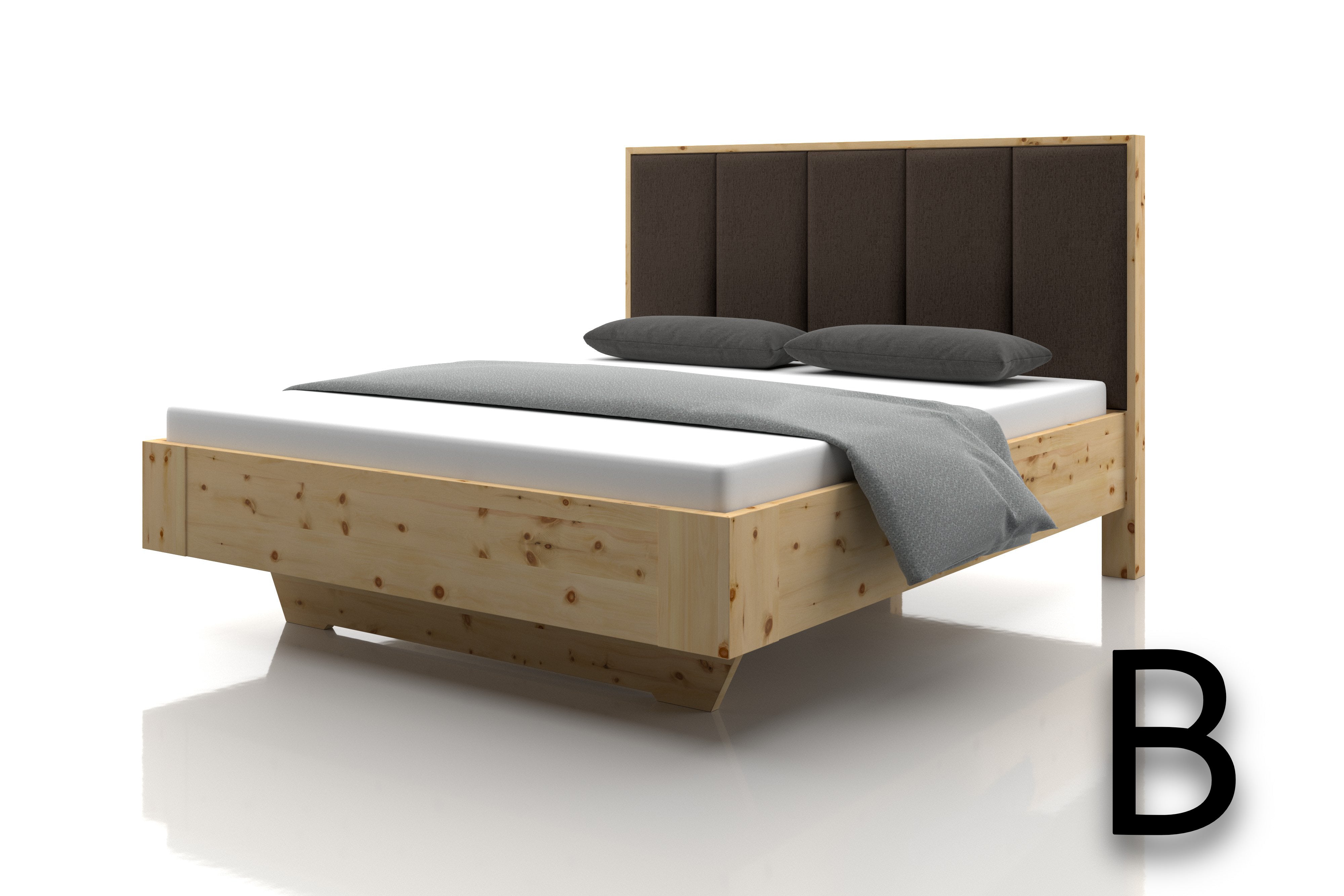 Zirbenbett Mod Marina Stoff Taupe Kopfteil B