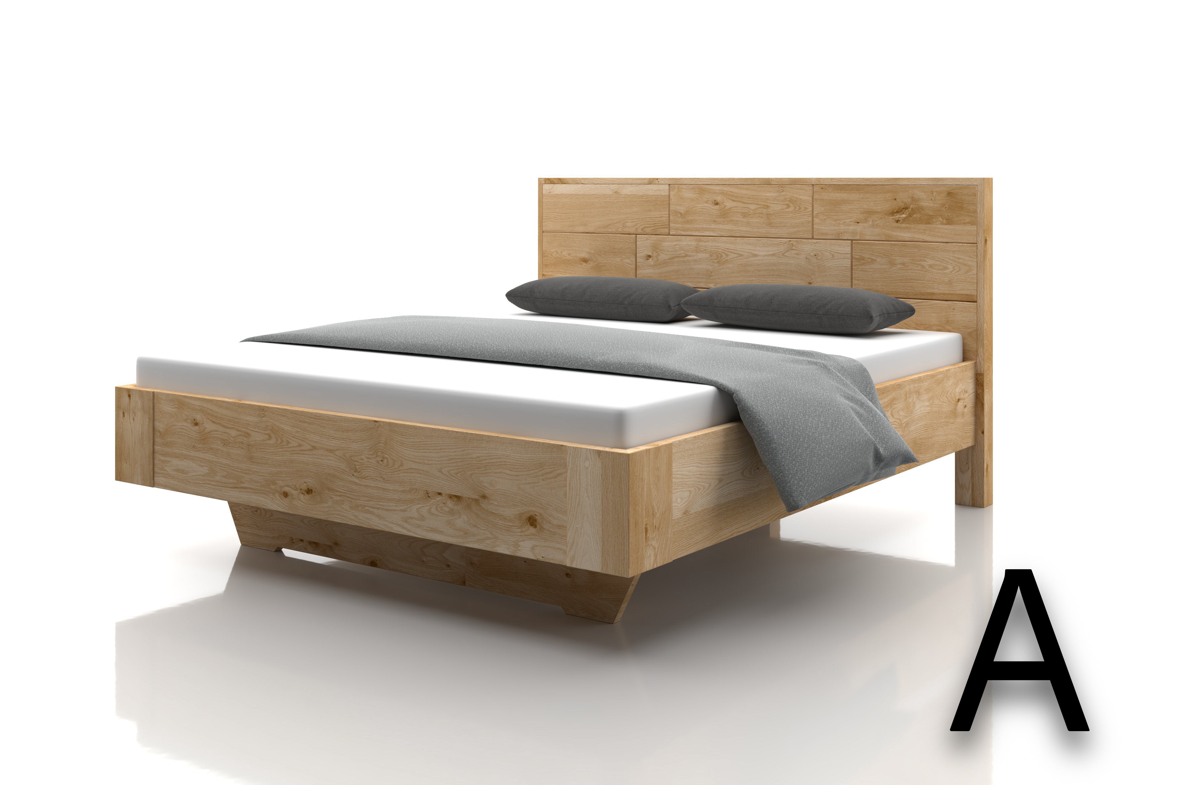 Eichenbett Bianco Marina Holz Kopfteil A