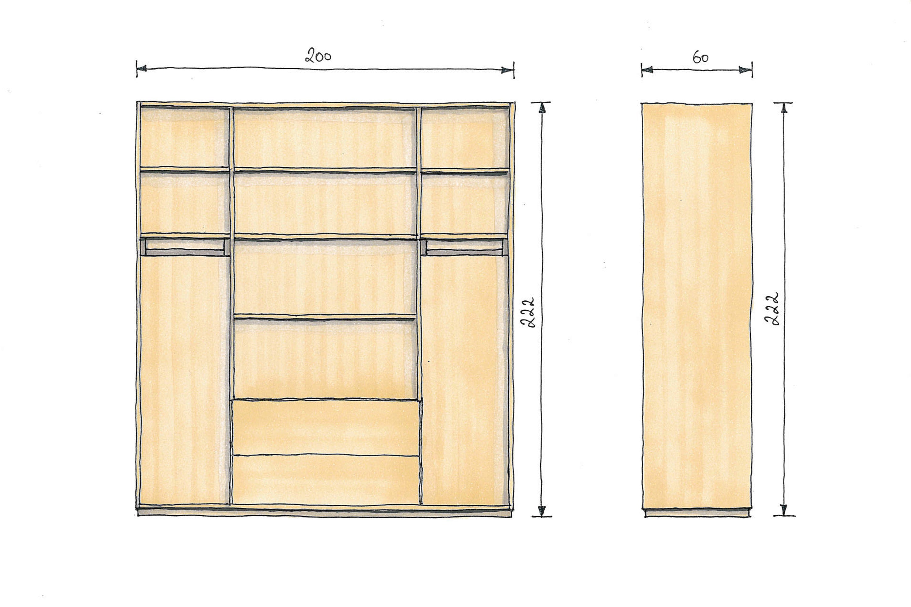 Abmessungen Eichenschrank Marina 4 türen