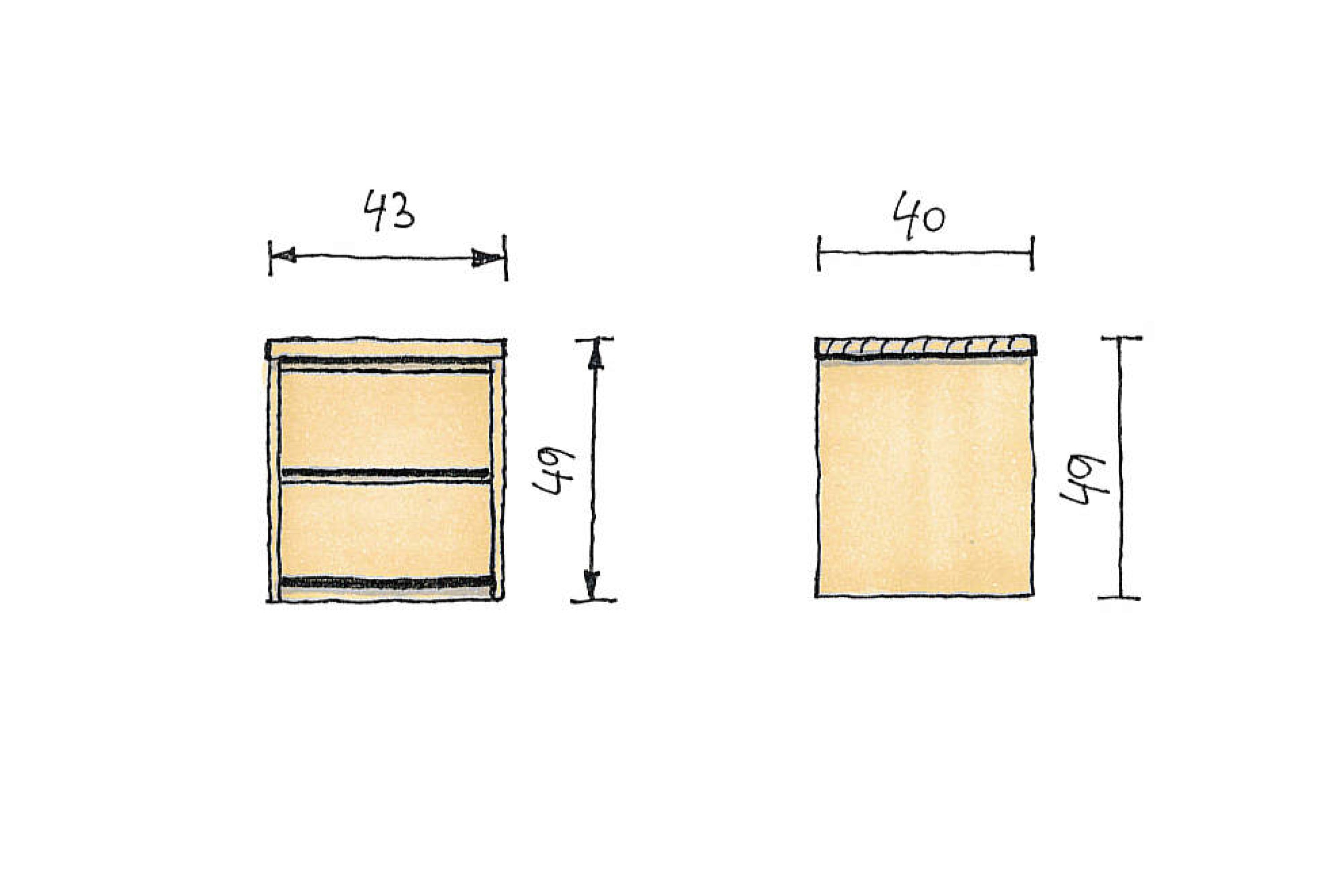 Abmessungen Eichennachttisch Isabella 43x40x49 cm