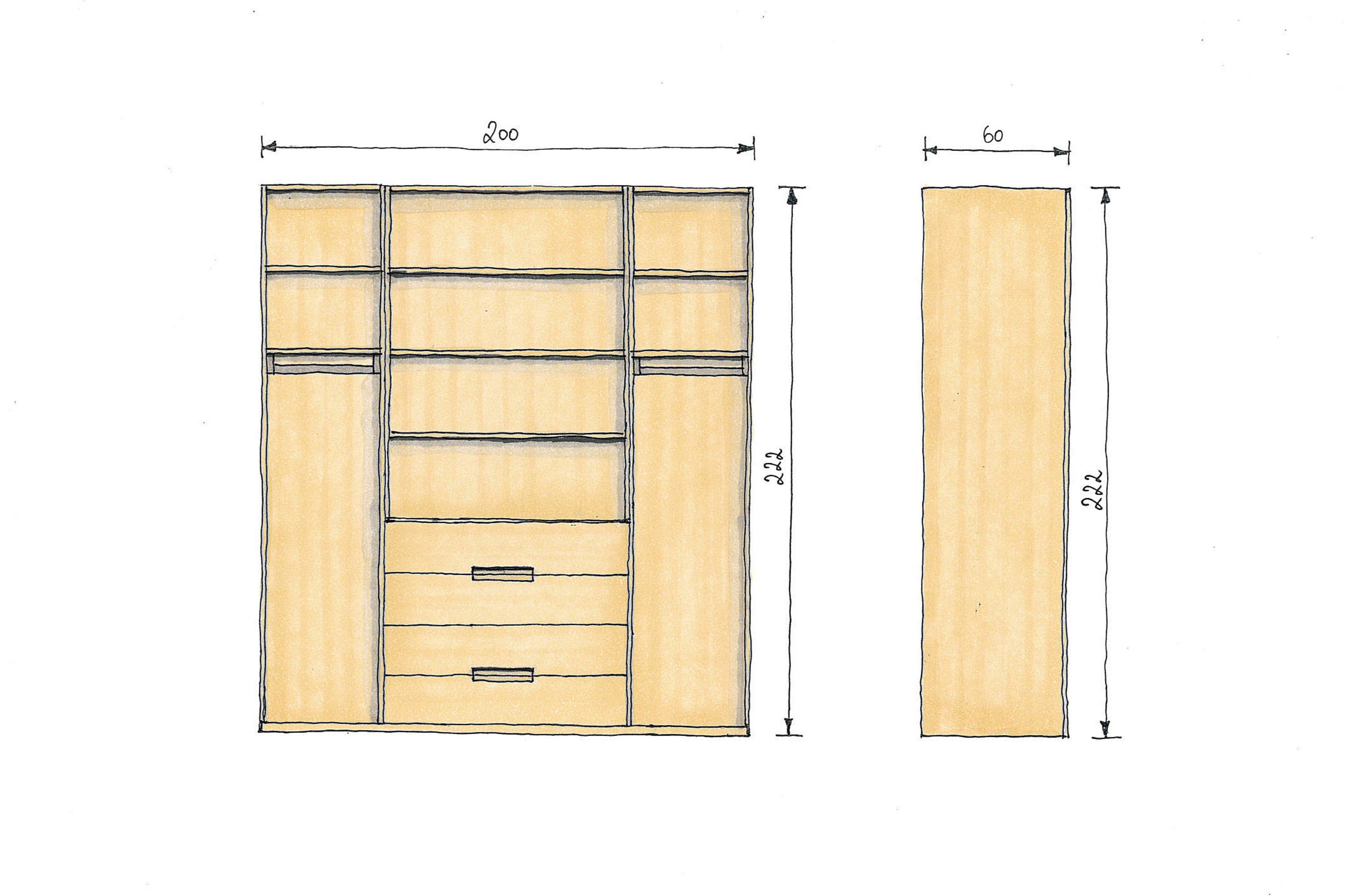 Abmessungen Zirbenschrank 200x60x222cm