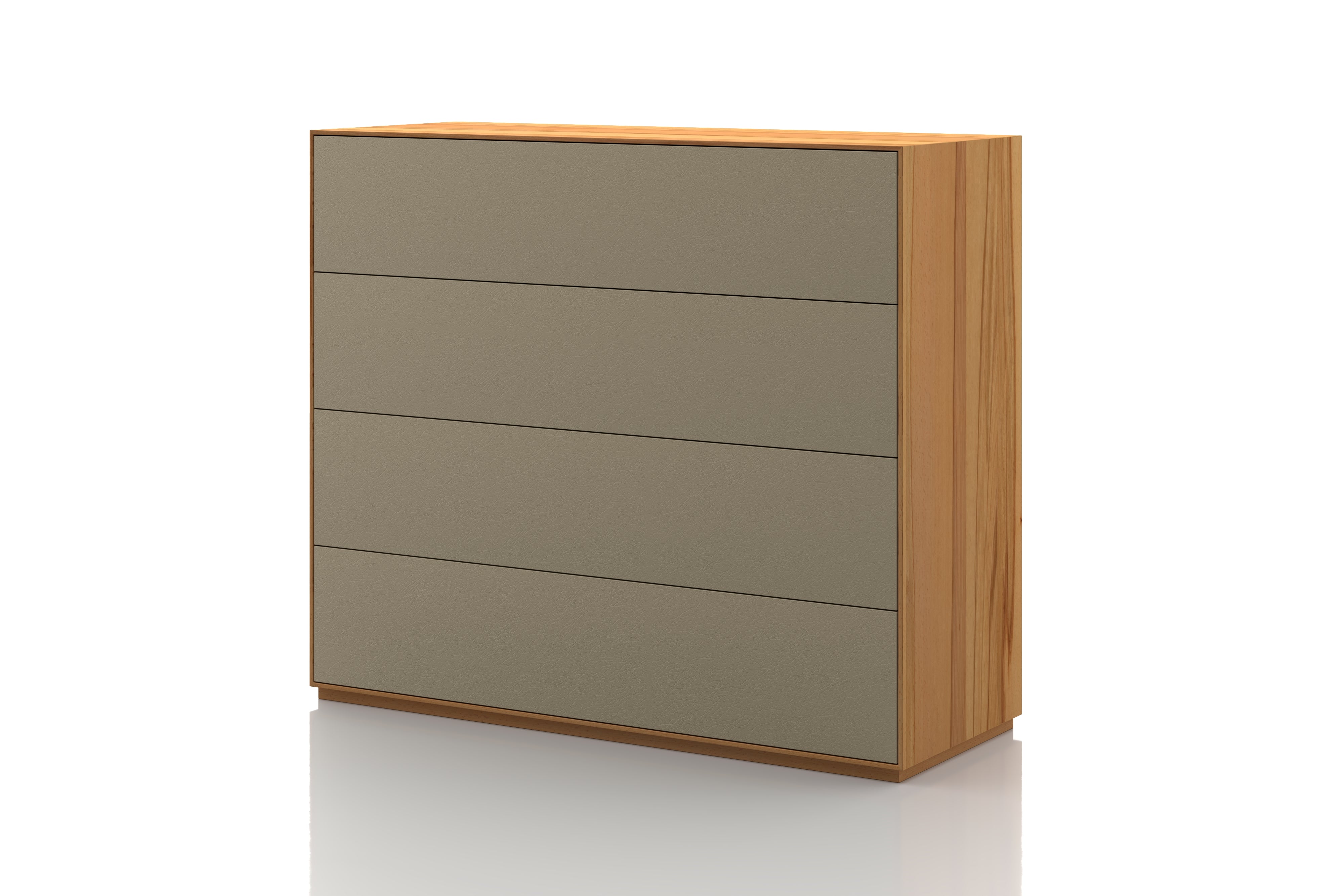 Buchenkommode Marina 100 cm Echtleder Sand