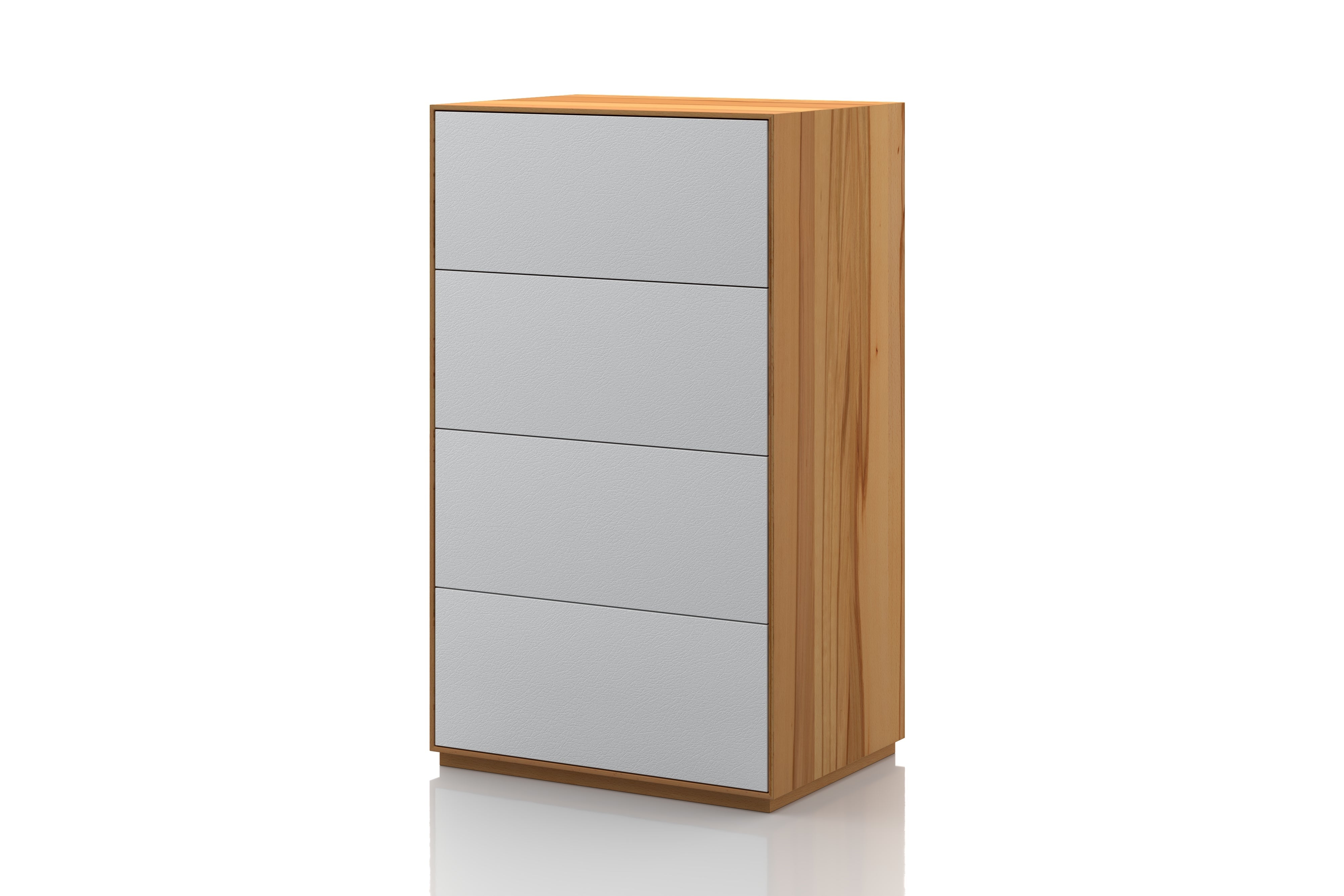 Buchenkommode 50 cm Echtleder Purewhite
