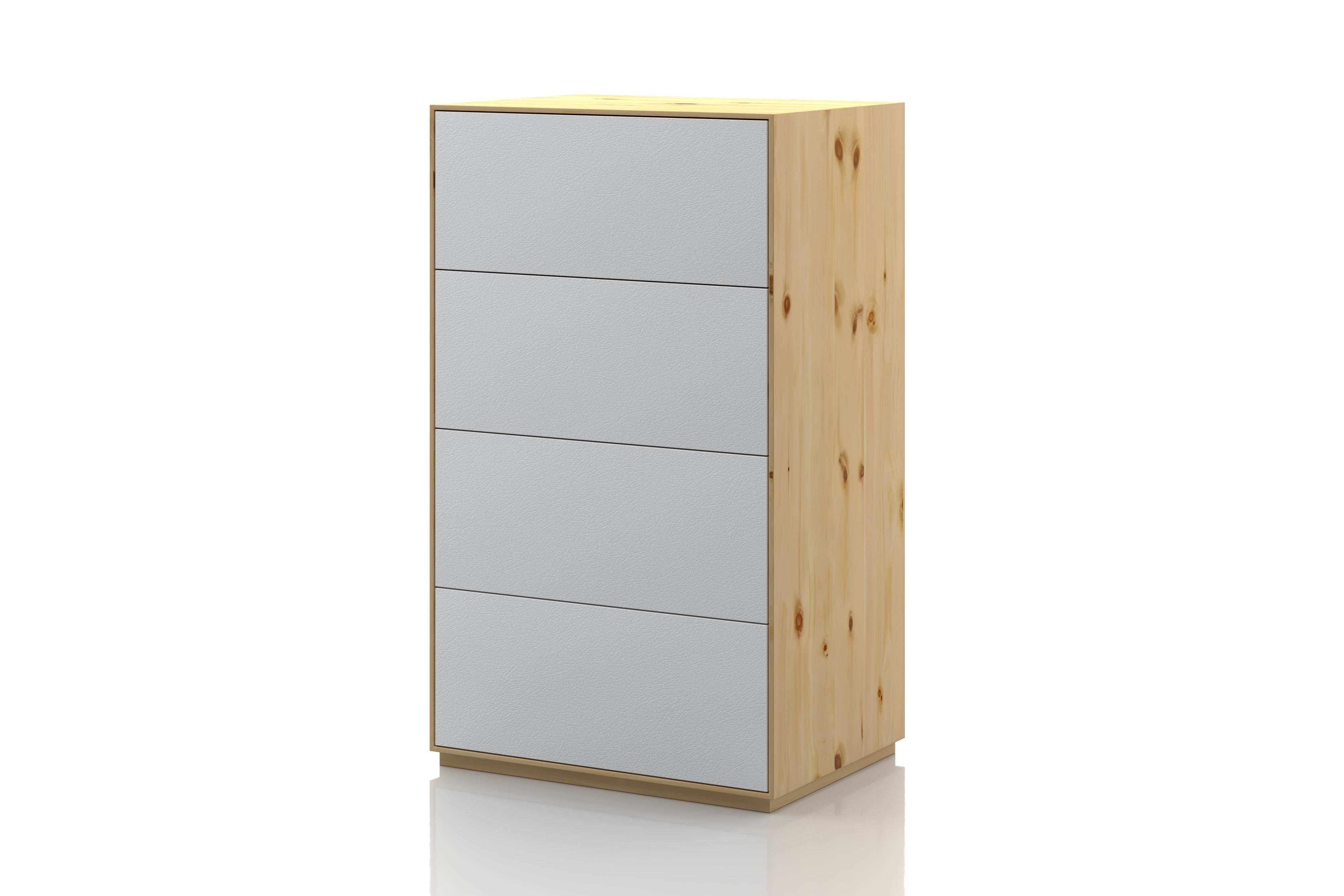 Zirbenkommode Marina 50 cm Echtleder Purewhite