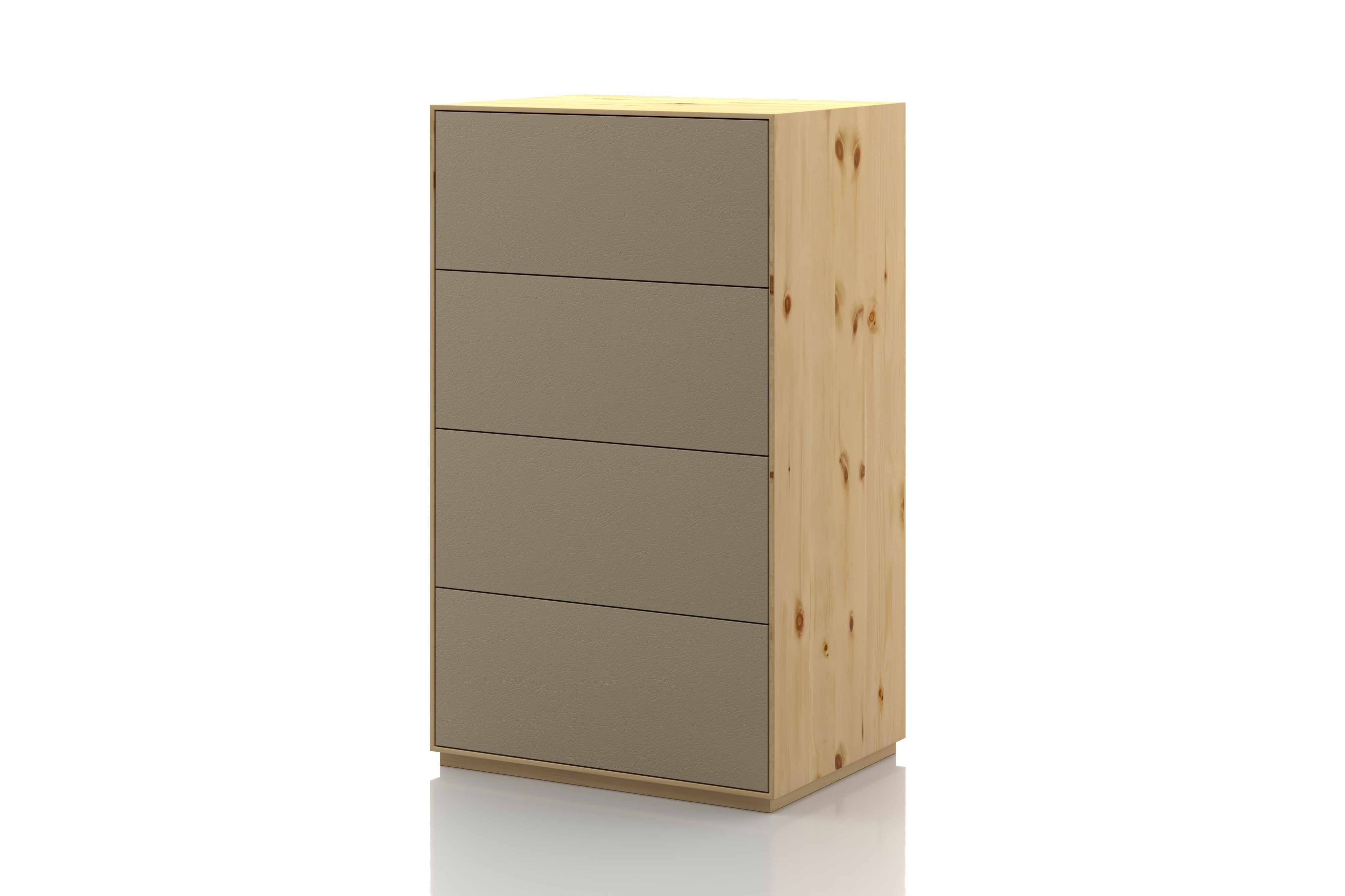 Zirbenkommode Marina 50 cm Echtleder Sand