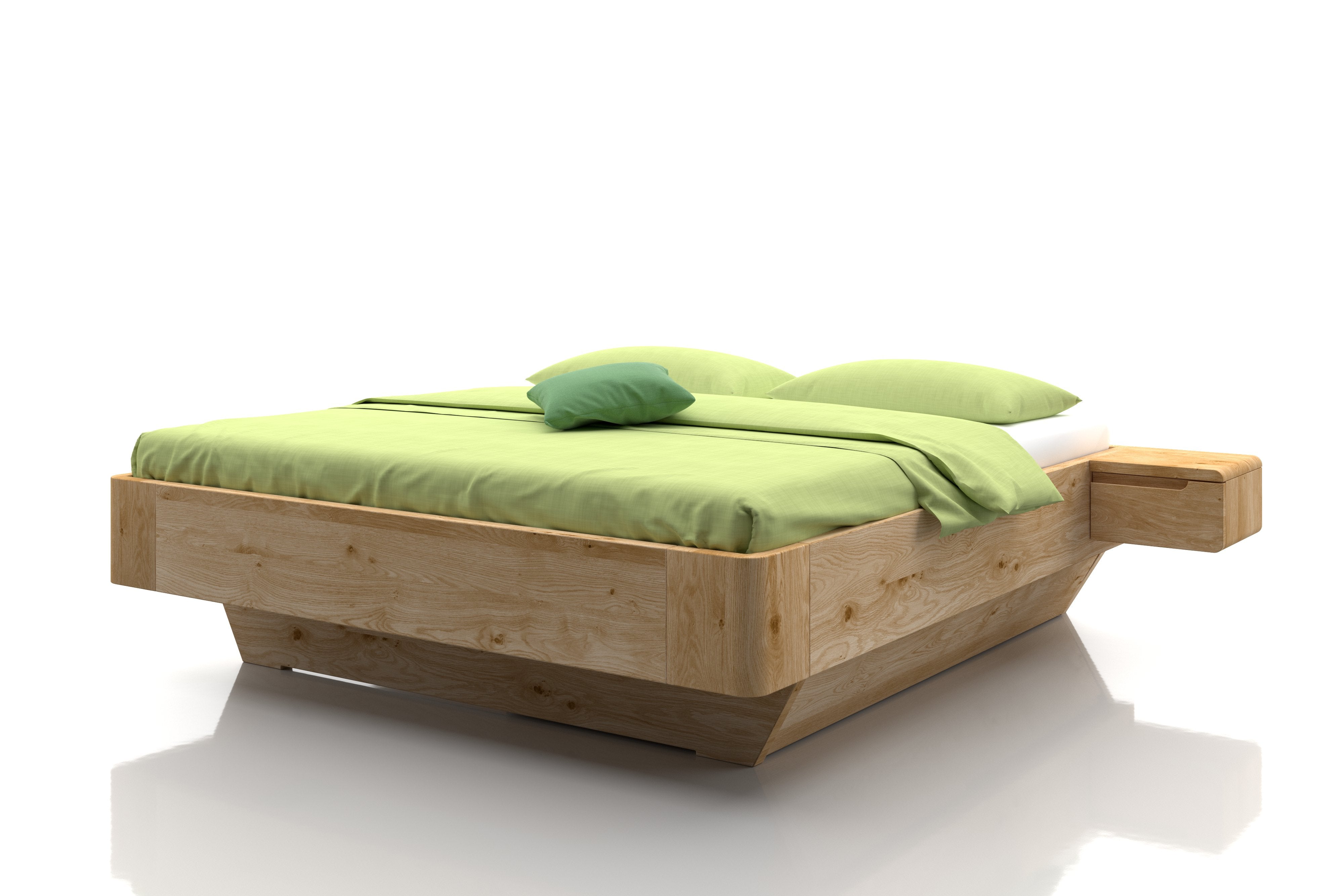 Bett Eiche massiv ohne Kopfteil mit Bettkasten