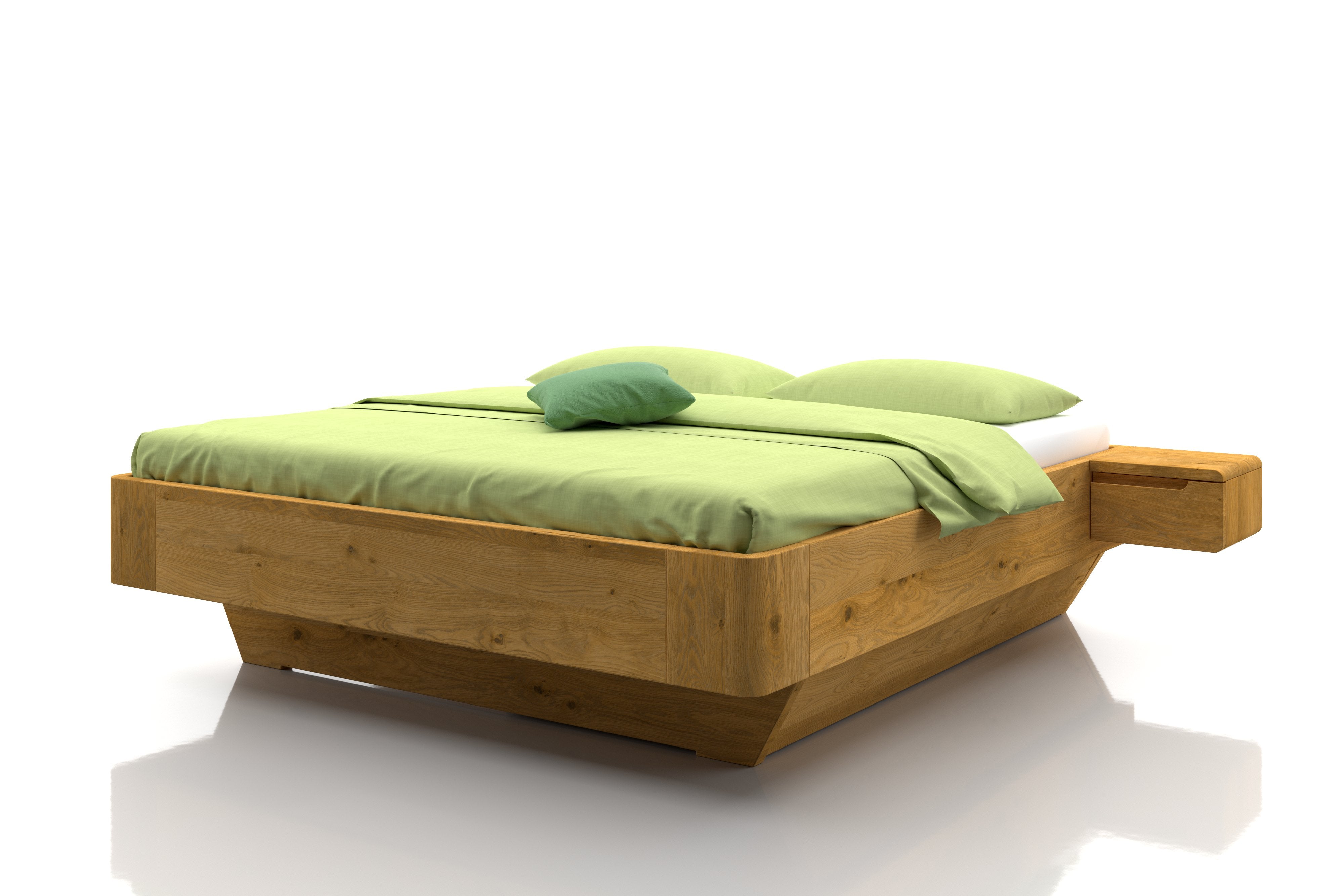 Bett in massiver  eiche ohne Kopfthaupt mit Bettladen