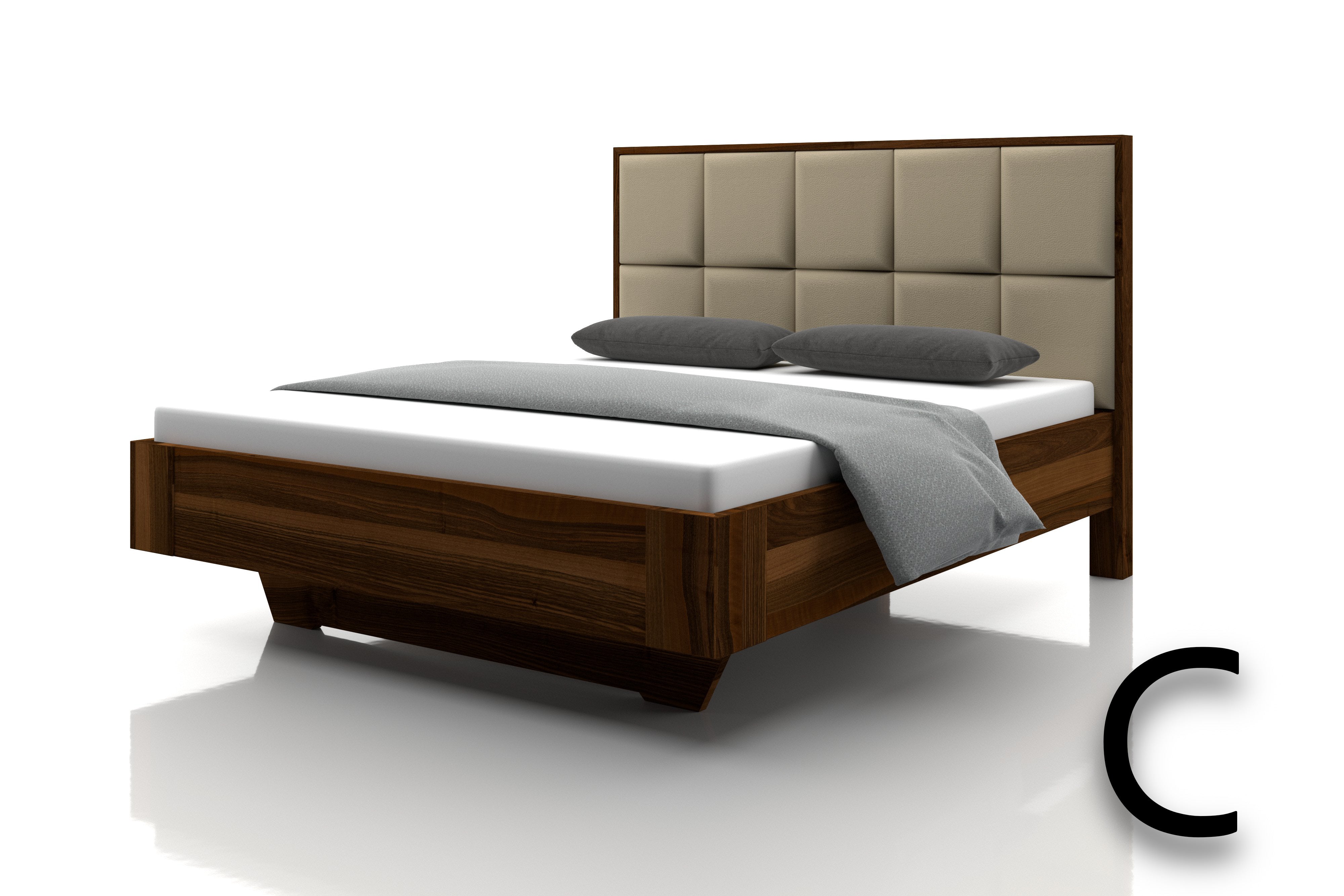 Nussbaum Bett Marina Echtleder Sand Kopfteil C