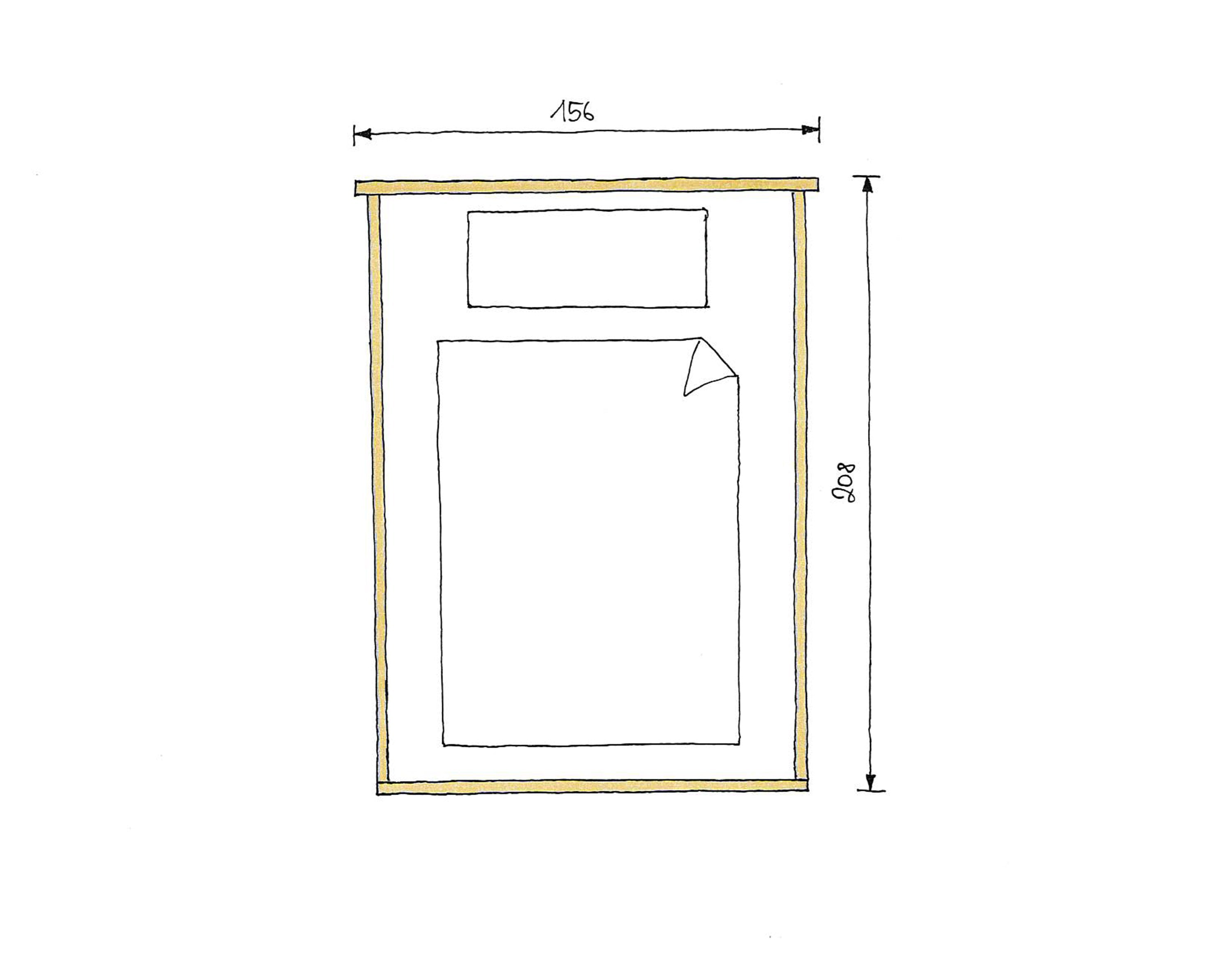 Abmessungen Eichenbett Mia 140x200cm
