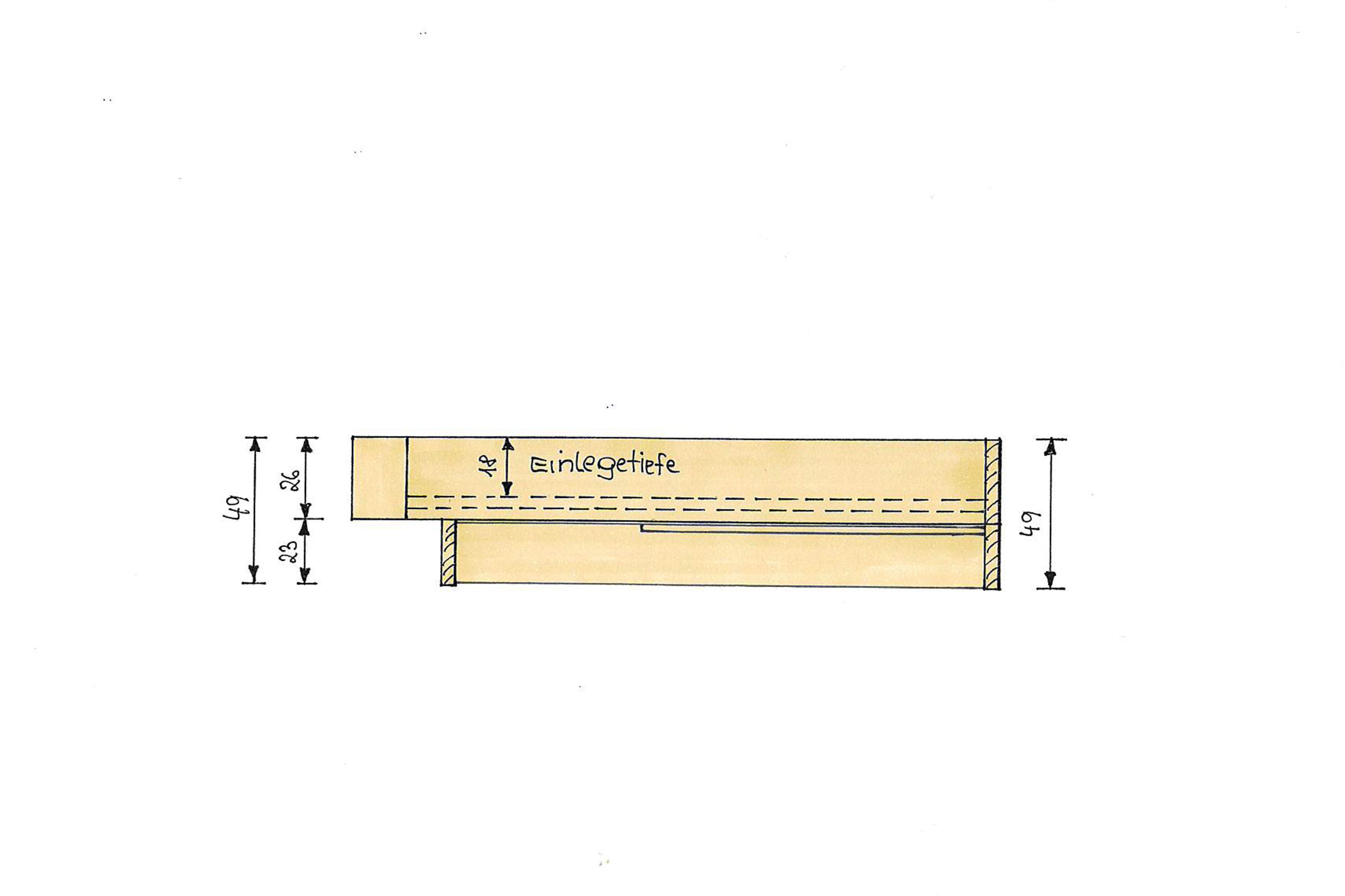 Skizze Zirbenbett mit Bettkasten